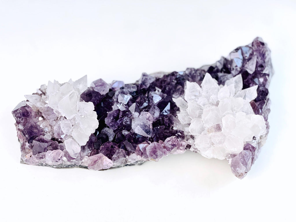 Exquisite Amethyst with Calcite Mineral Specimen, Special Calcite & Amethyst Specimen, Calcite Specimen, Amethyst Mineral Specimen