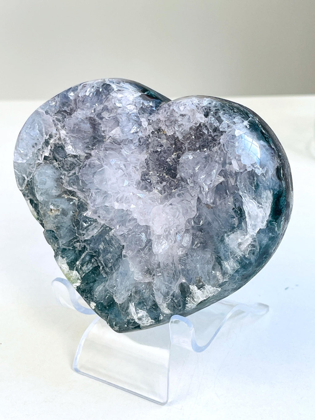 Rare Amethyst Flower Heart, Special Amethyst Flower Polished Crystal Heart, Unique Gift, Crystal Gift