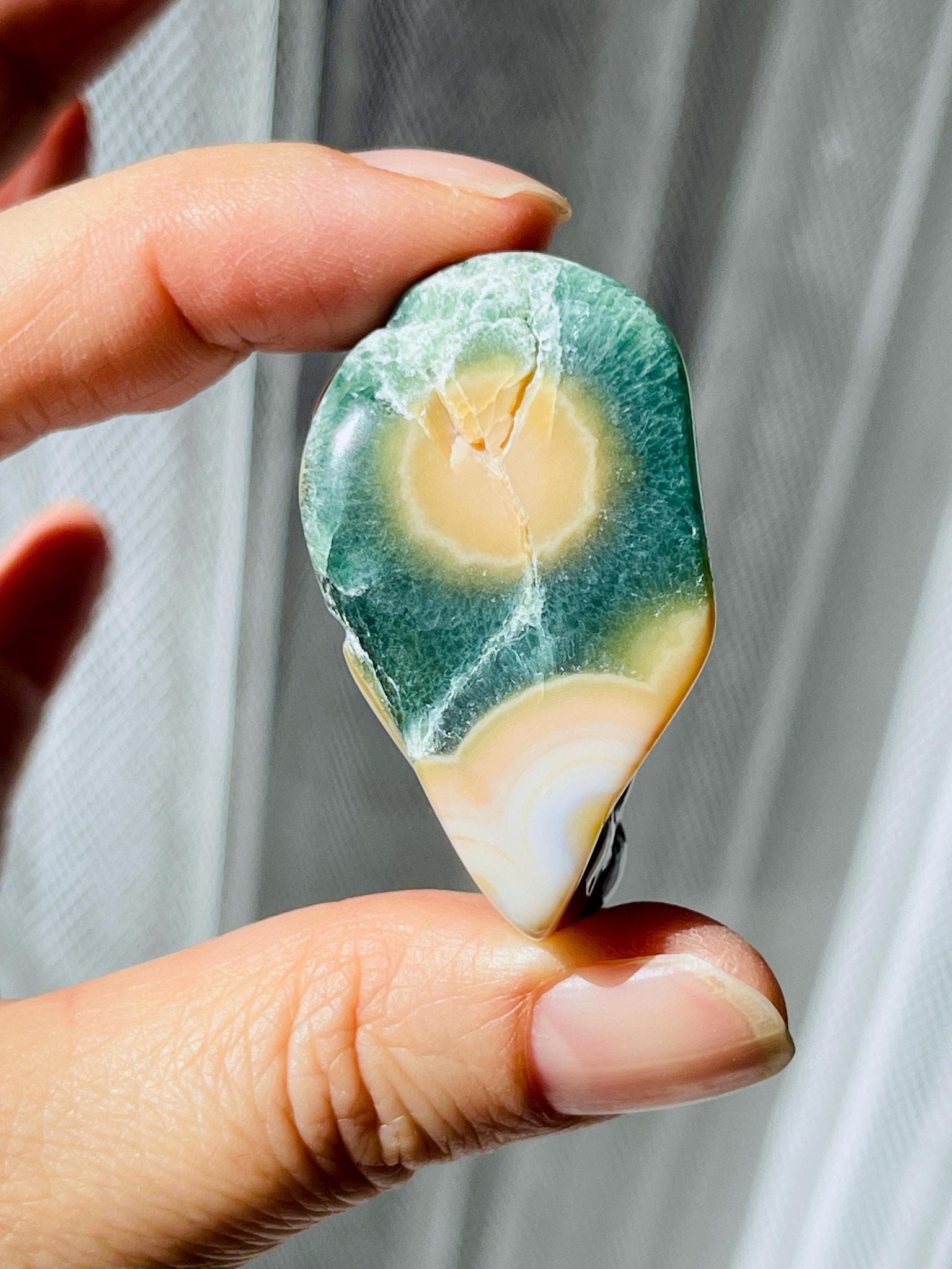 8th Vein Ocean Jasper – Very Rare Old Stock V8 Ocean Jasper, Collectible Orbicular Jasper, Unique Polished Stone, Healing Crystal -4 - Million Years Crystal