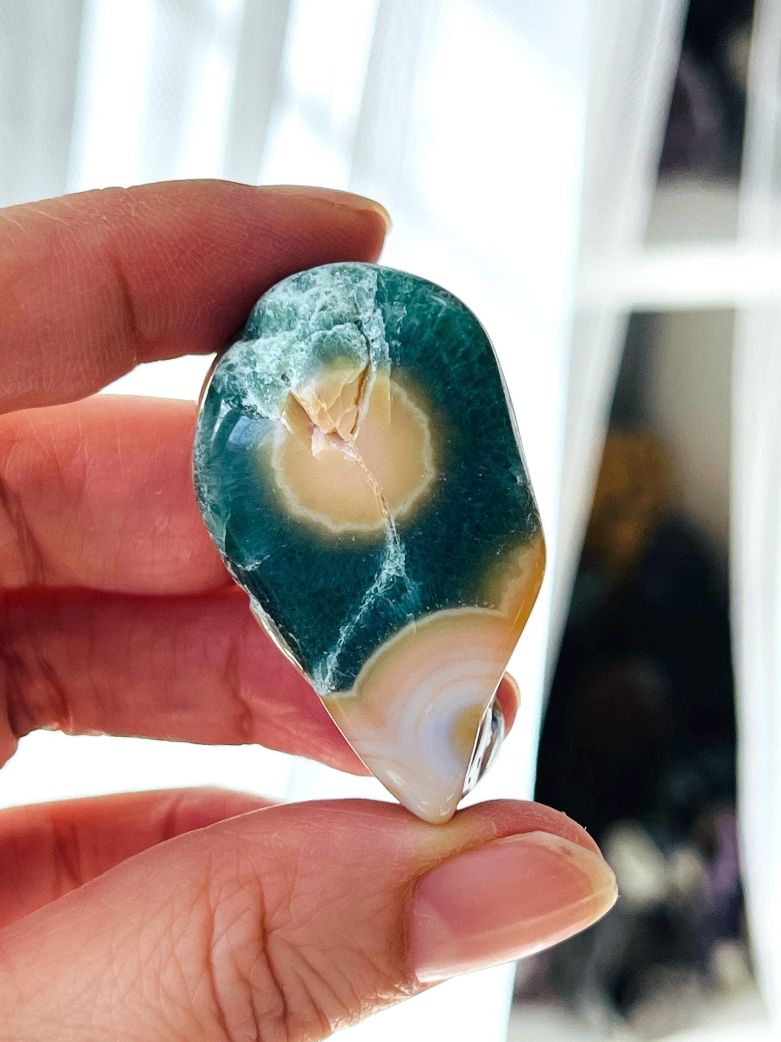 8th Vein Ocean Jasper – Very Rare Old Stock V8 Ocean Jasper, Collectible Orbicular Jasper, Unique Polished Stone, Healing Crystal -4 - Million Years Crystal