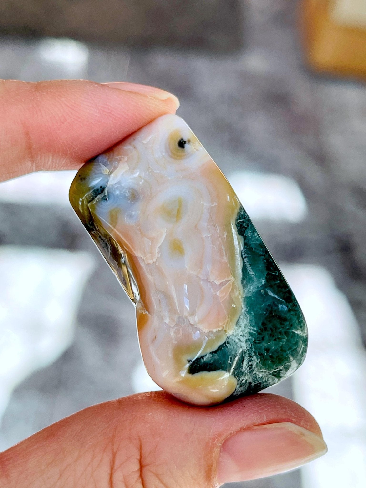 8th Vein Ocean Jasper – Very Rare Old Stock V8 Ocean Jasper, Collectible Orbicular Jasper, Unique Polished Stone, Healing Crystal -4 - Million Years Crystal