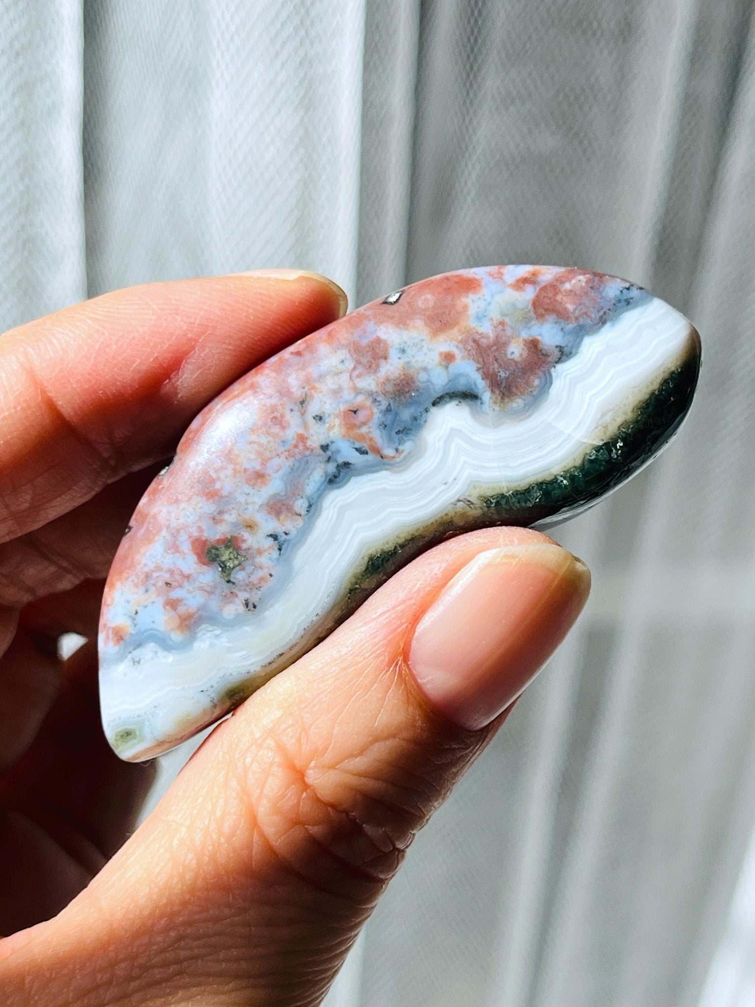 8th Vein Ocean Jasper – Very Rare Old Stock V8 Ocean Jasper, Collectible Orbicular Jasper, Unique Polished Stone, Healing Crystal -5 - Million Years Crystal