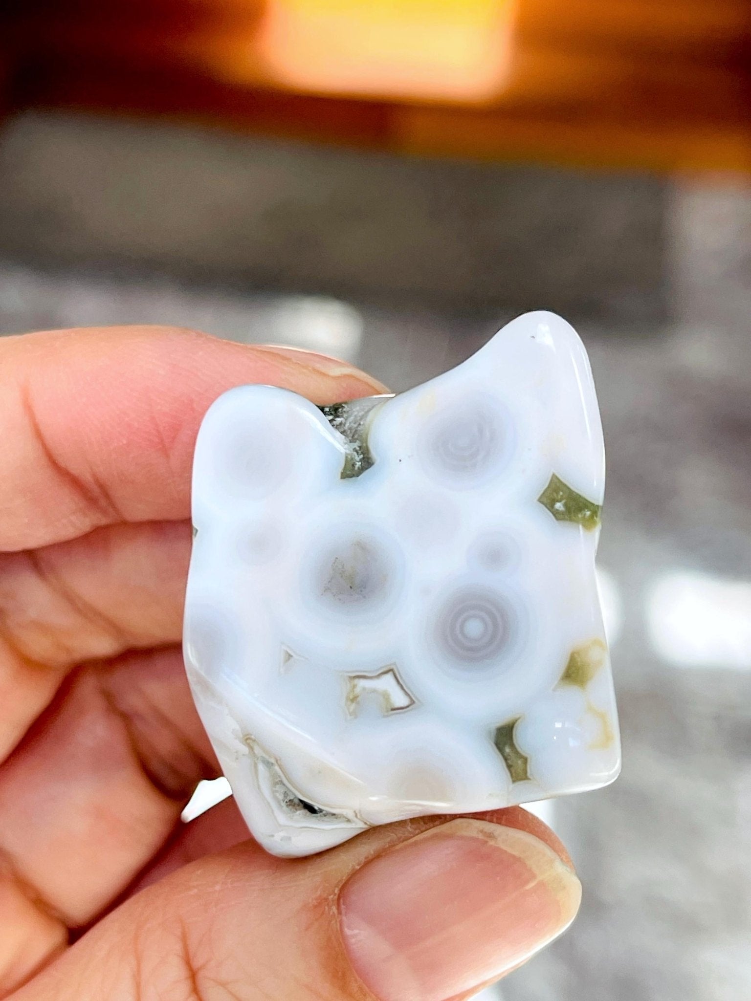 8th Vein Ocean Jasper – Very Rare Old Stock V8 Ocean Jasper, Collectible Orbicular Jasper, Unique Polished Stone, Healing Crystal -6 - Million Years Crystal