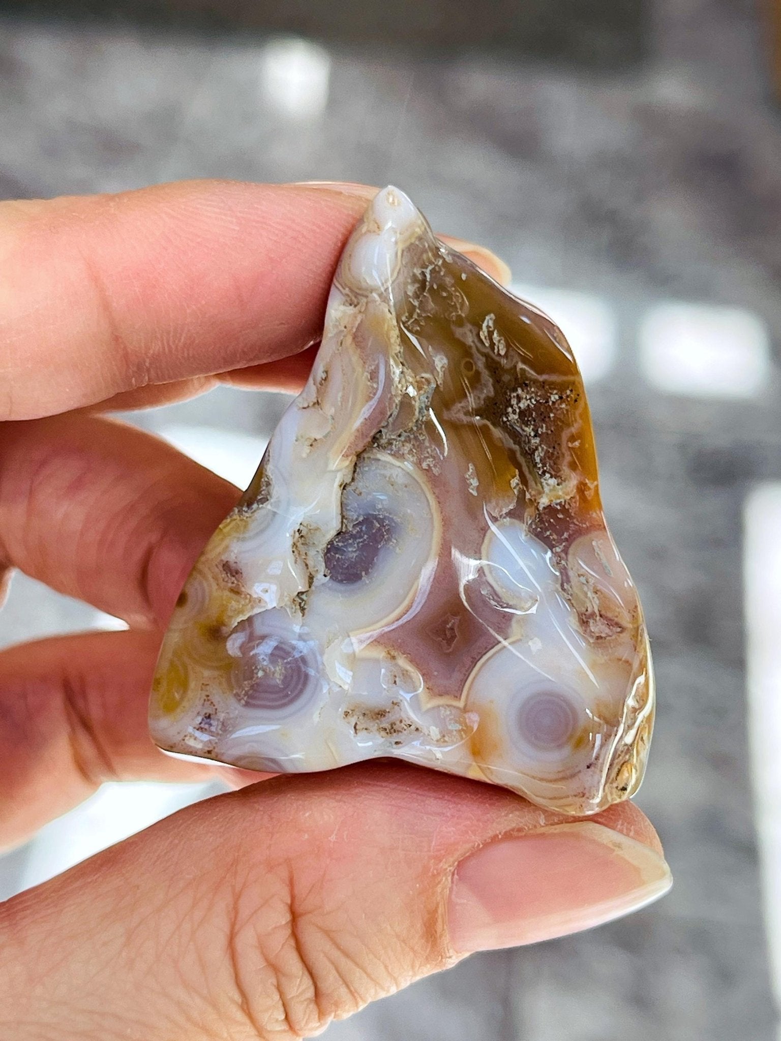 8th Vein Ocean Jasper – Very Rare Old Stock V8 Ocean Jasper, Collectible Orbicular Jasper, Unique Polished Stone, Healing Crystal -9 - Million Years Crystal