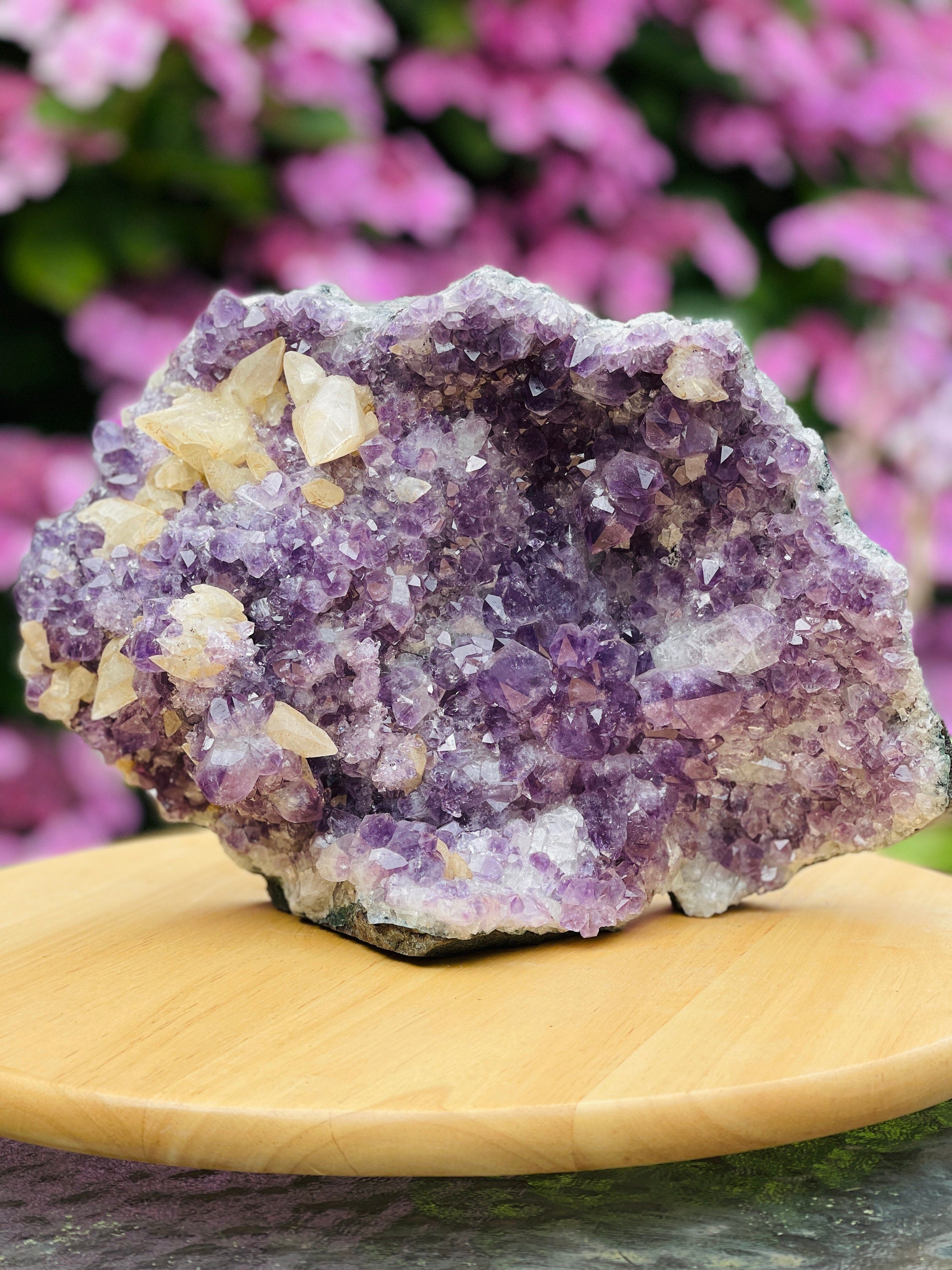 5kg Extraordinary Amethyst Geode with Calcite ,Amethyst Cathedral ,Large Amethyst Crystal Gift, Amethyst for Home Decor Crystal