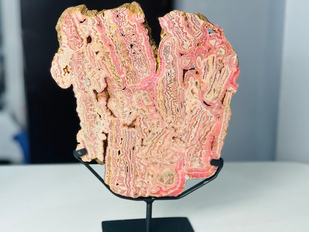 Natural 1.78kg Rhodochrosite Slab – AAA Grade Pink Crystal, Polished Both Sides | Capillitas Mine, Argentina