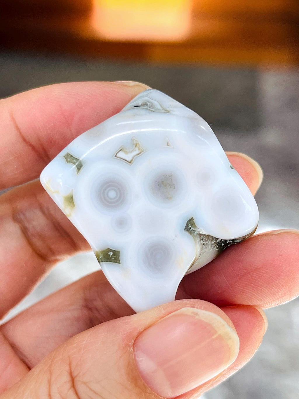 8th Vein Ocean Jasper – Very Rare Old Stock V8 Ocean Jasper, Collectible Orbicular Jasper, Unique Polished Stone, Healing Crystal -6