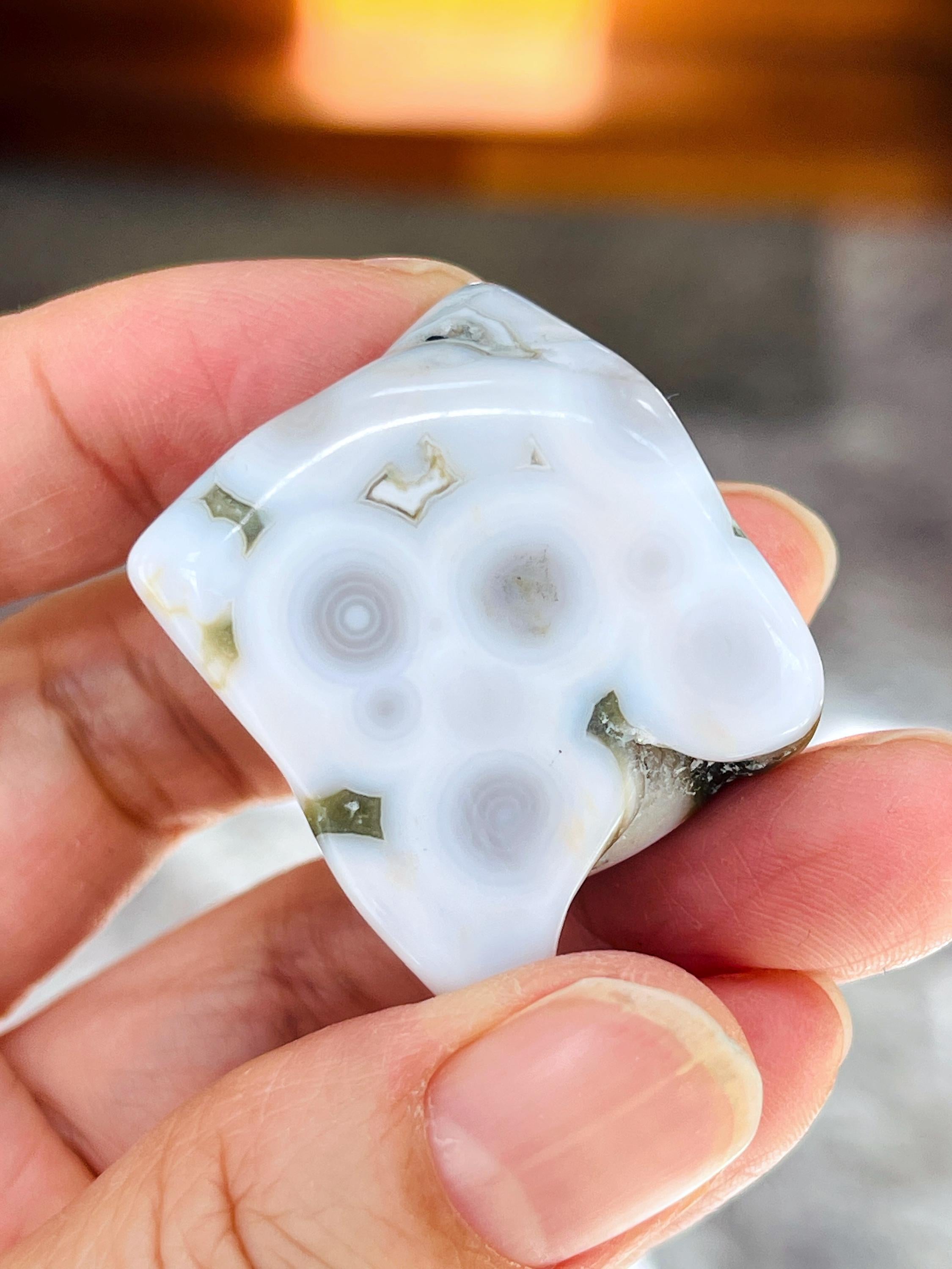 8th Vein Ocean Jasper – Very Rare Old Stock V8 Ocean Jasper, Collectible Orbicular Jasper, Unique Polished Stone, Healing Crystal -6