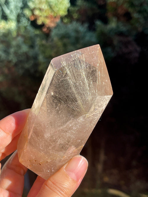 95mm Natural Rutile Quartz Point, Golden Rutile Rutilated Citrine Crystal Tower, crystal Gift, Rare Crystals - Million Years Crystal