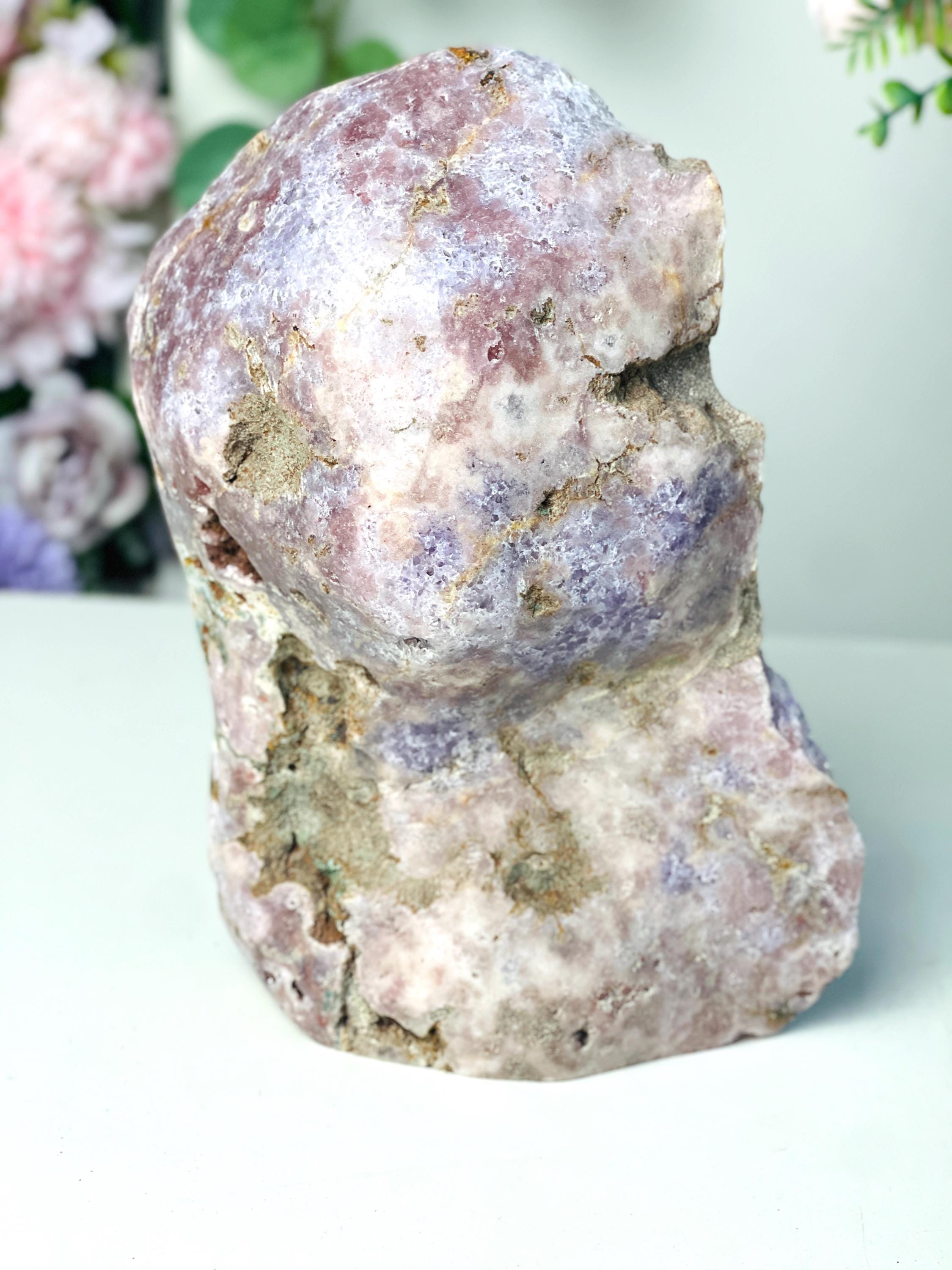 Pink Amethyst,  1.9kg Pink Amethyst Freefrom with Amethyst Druzy, Pink Amethyst Stand, Pink Amethyst Crystal,Crystal Gift,Home decor