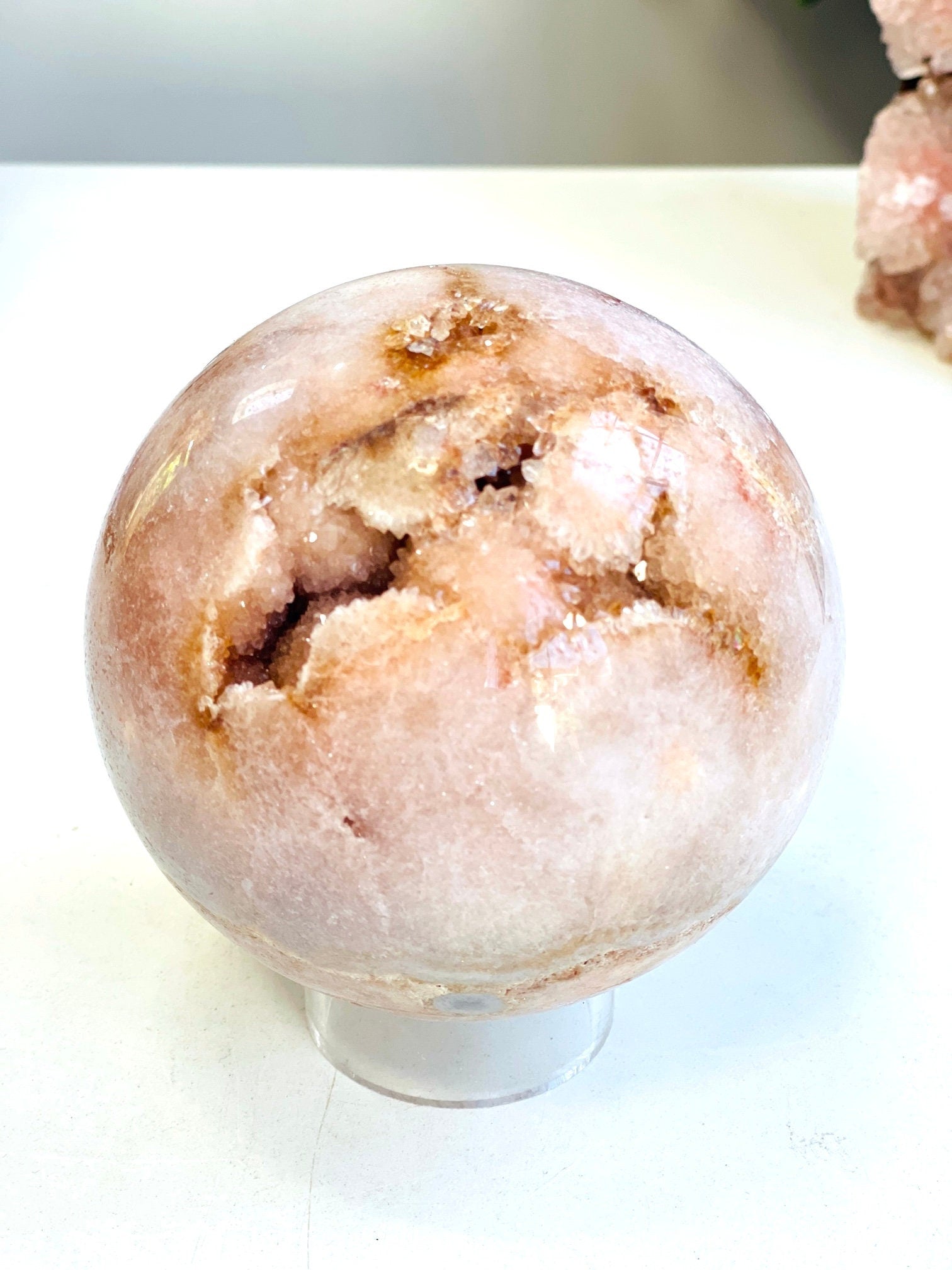 Pink Amethyst Sphere, 1.3kg Pink Amethyst Crystal Sphere, Dreaming Pink Amethyst Sphere, Crystal Gift, Home Decor
