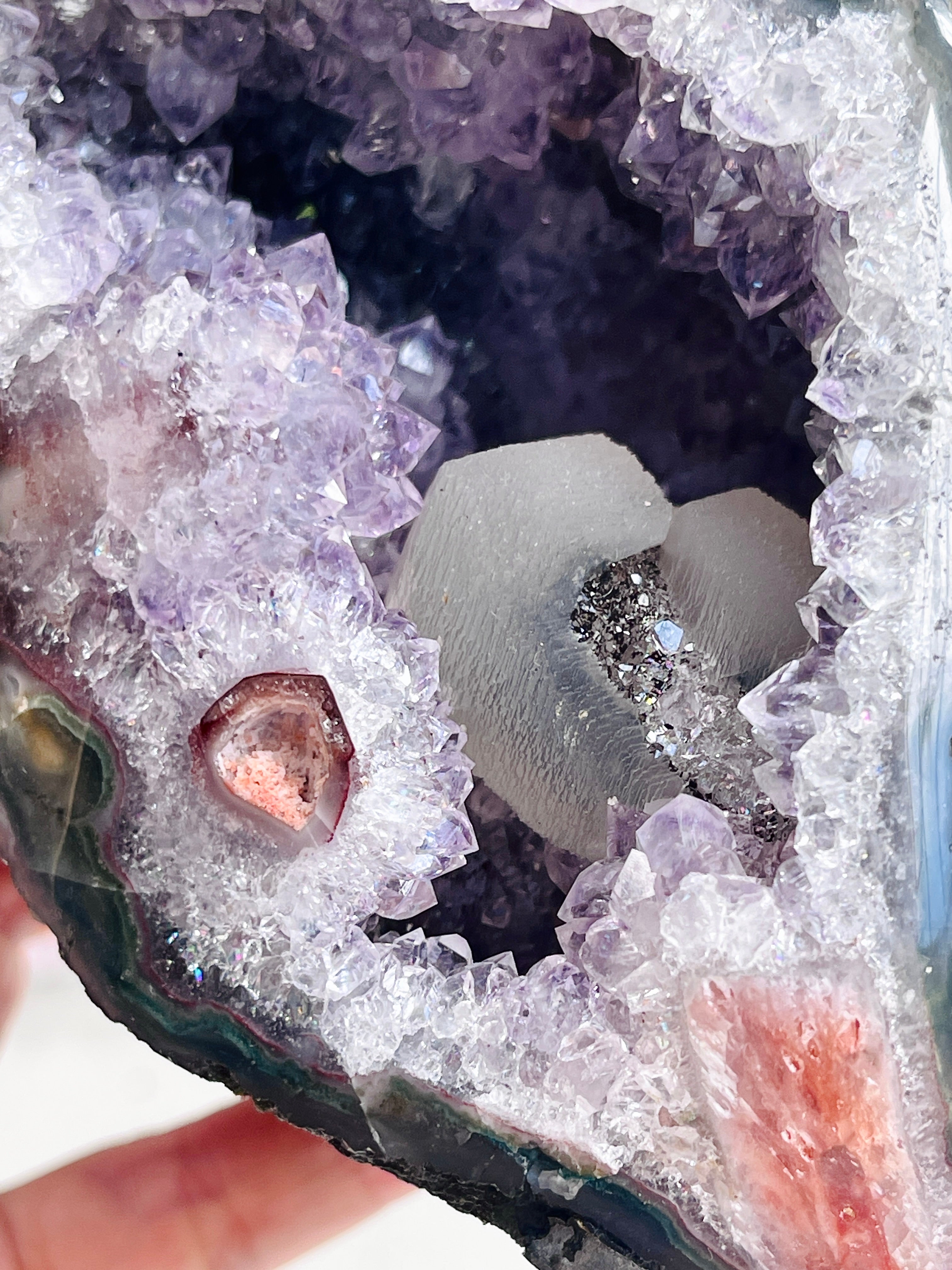 Purple Amethyst Geode with Central Calcite Pillar | Raw Uruguayan Specimen