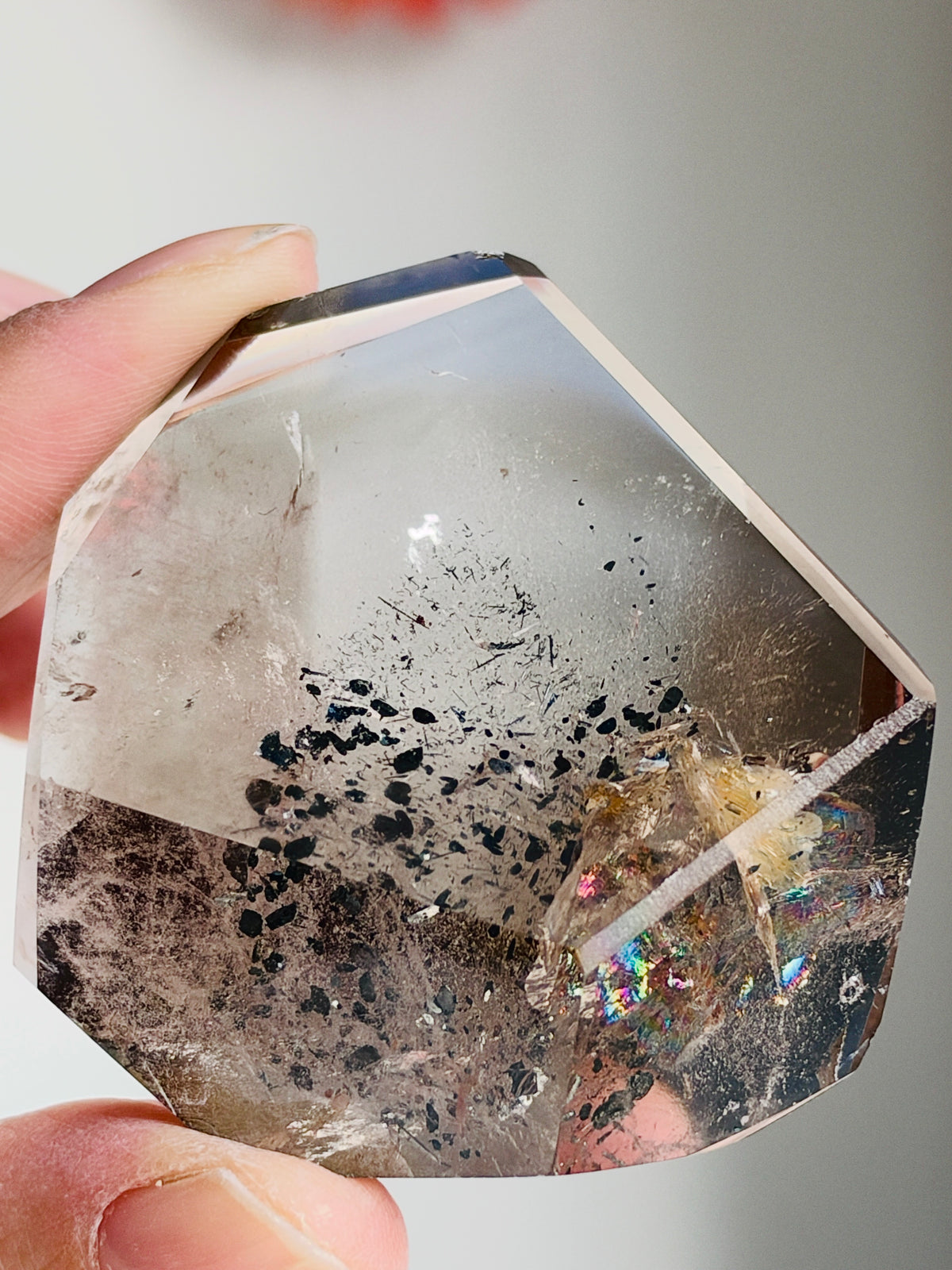 Brazilian Smoky Quartz with Hematite & Rainbows, 64 g