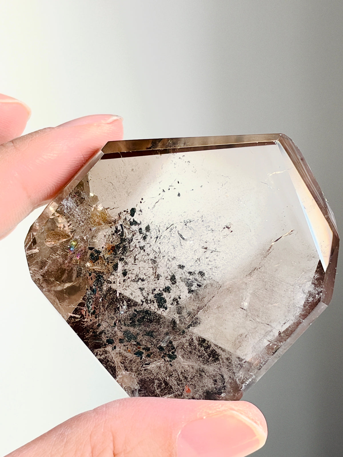 Brazilian Smoky Quartz with Hematite & Rainbows, 64 g