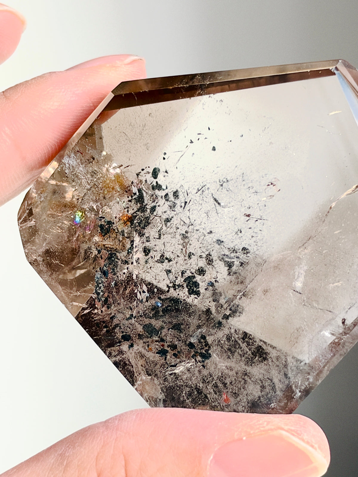 Brazilian Smoky Quartz with Hematite & Rainbows, 64 g