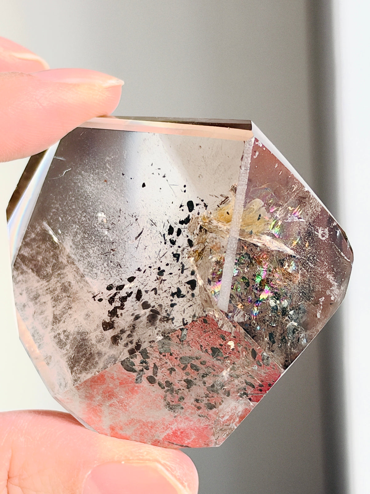 Brazilian Smoky Quartz with Hematite & Rainbows, 64 g