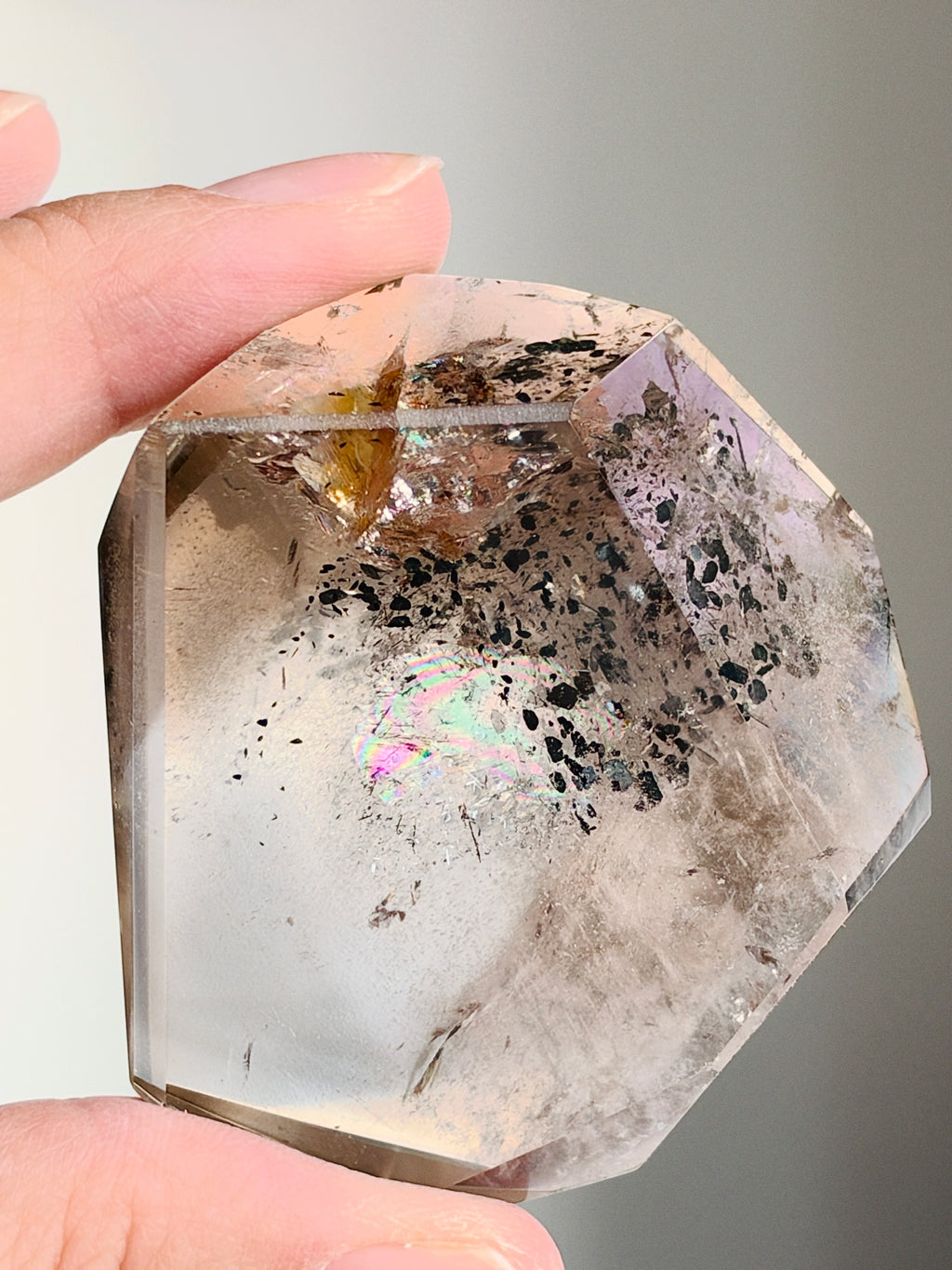 Brazilian Smoky Quartz with Hematite & Rainbows, 64 g