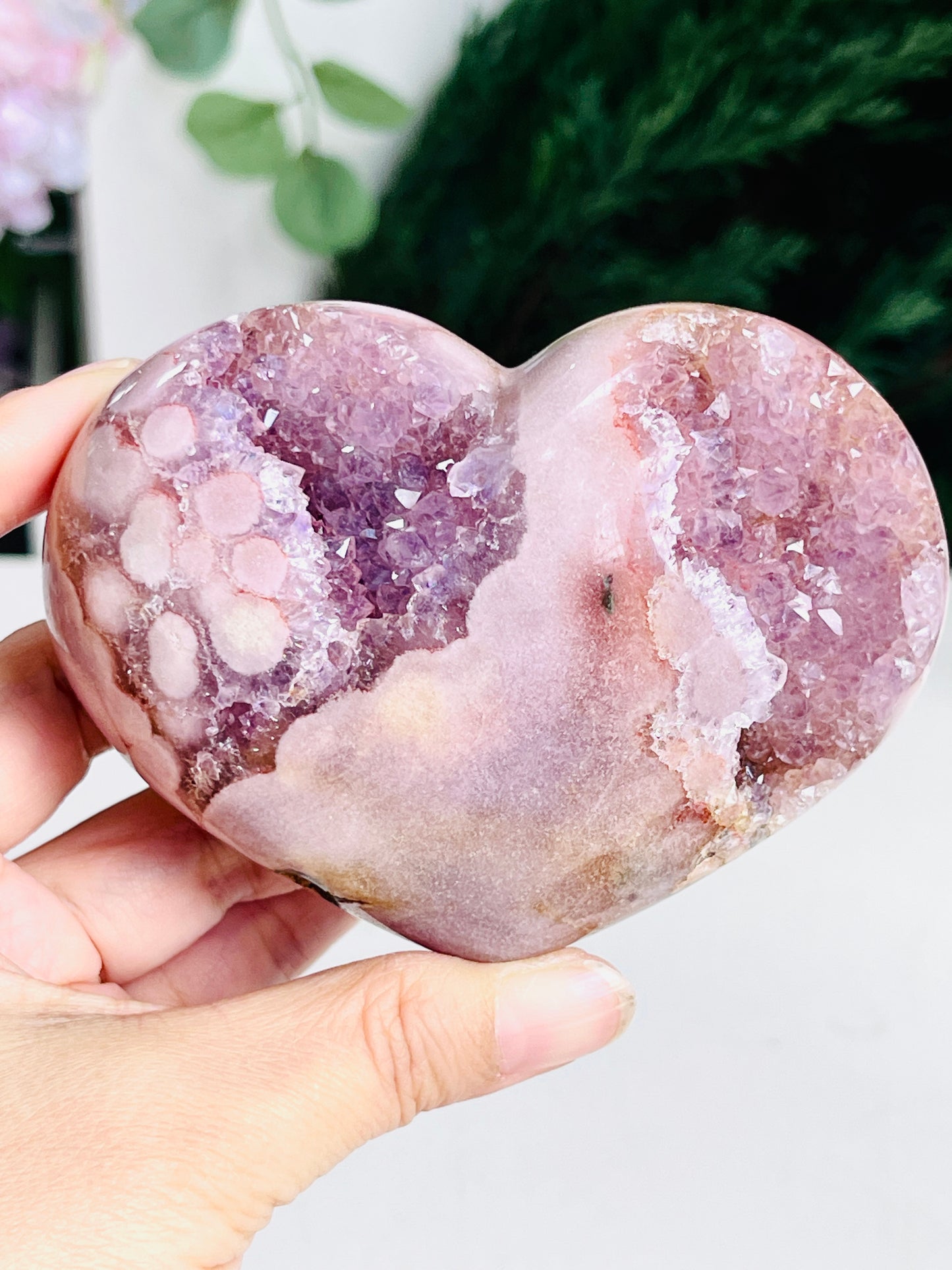 Pink Amethyst Heart, Super Extra Quality Pink Amethyst Druzy Heart,  Crystal Heart, Crystal Heart, Crystal Gift, Healing Crystal