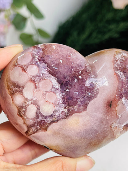 Pink Amethyst Heart, Super Extra Quality Pink Amethyst Druzy Heart,  Crystal Heart, Crystal Heart, Crystal Gift, Healing Crystal