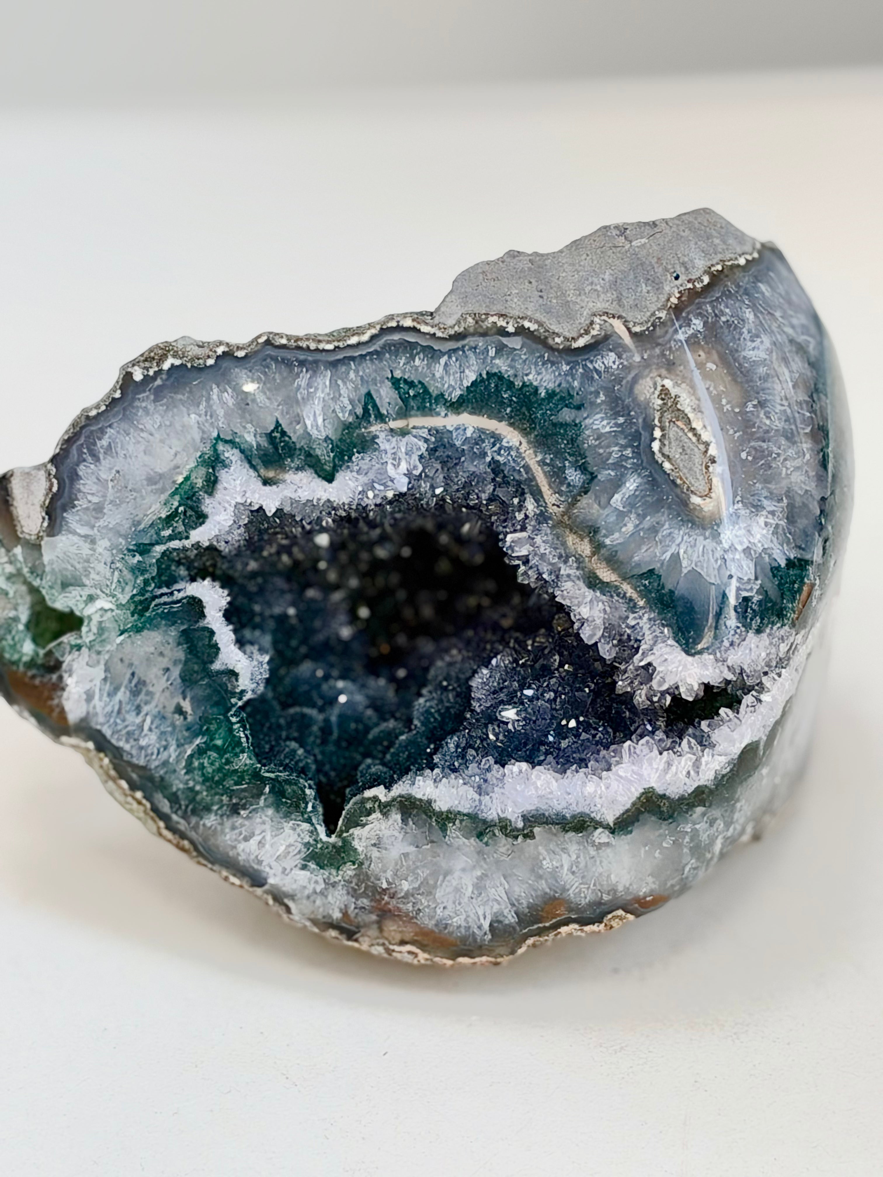 Uruguayan Rainbow Sugar Amethyst Geode, 641 g