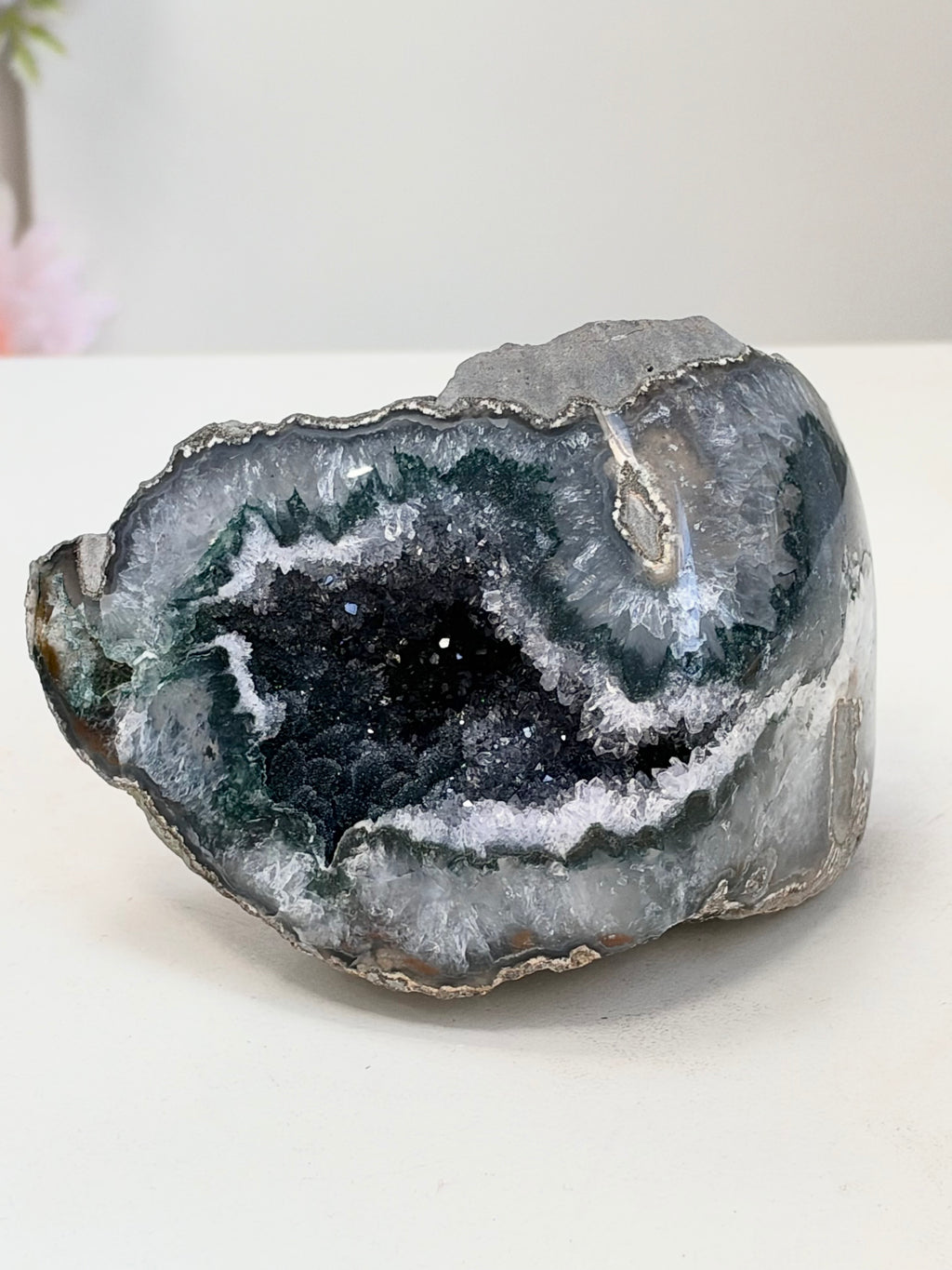 Uruguayan Rainbow Sugar Amethyst Geode, 641 g