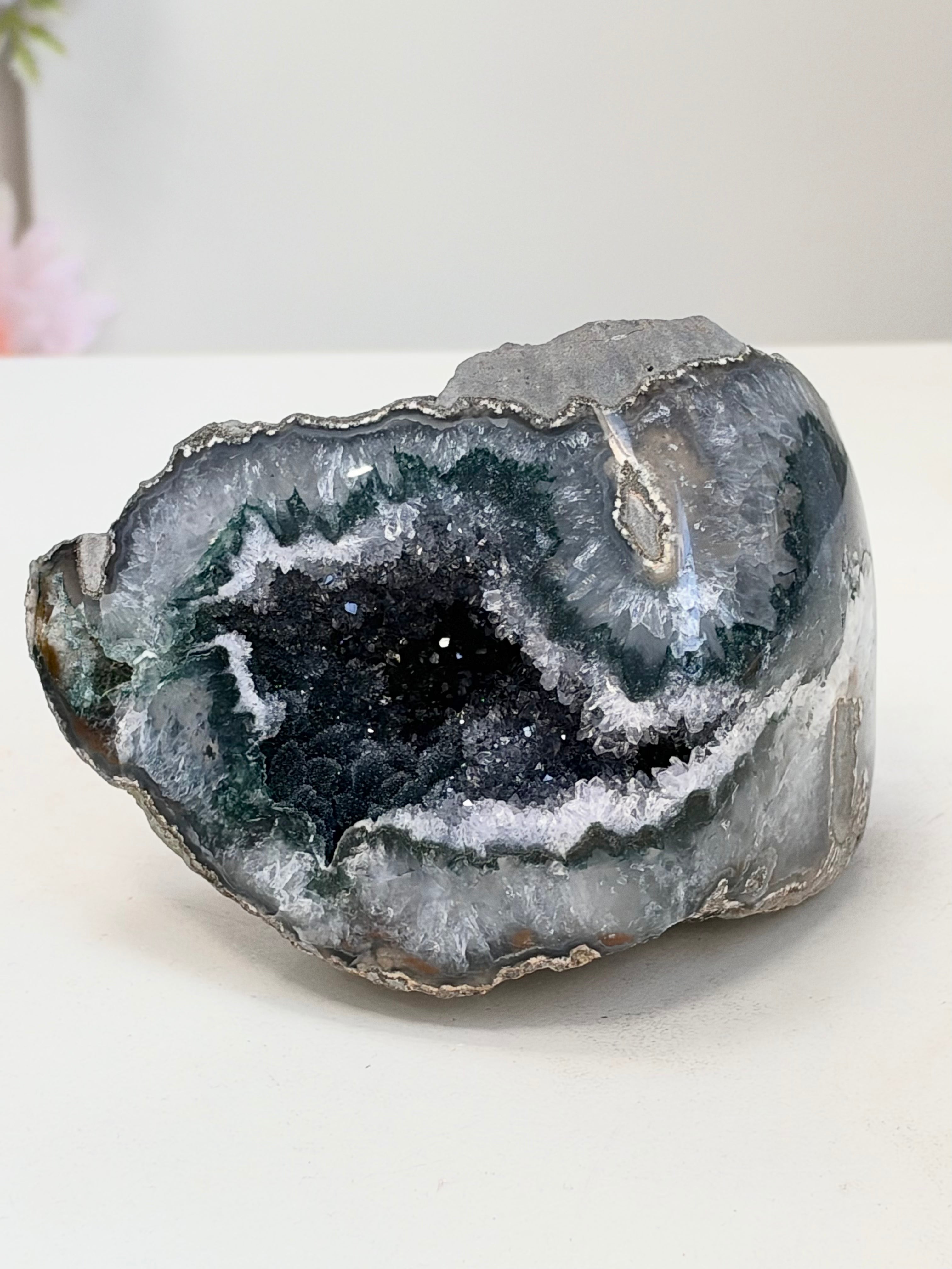 Uruguayan Rainbow Sugar Amethyst Geode, 641 g