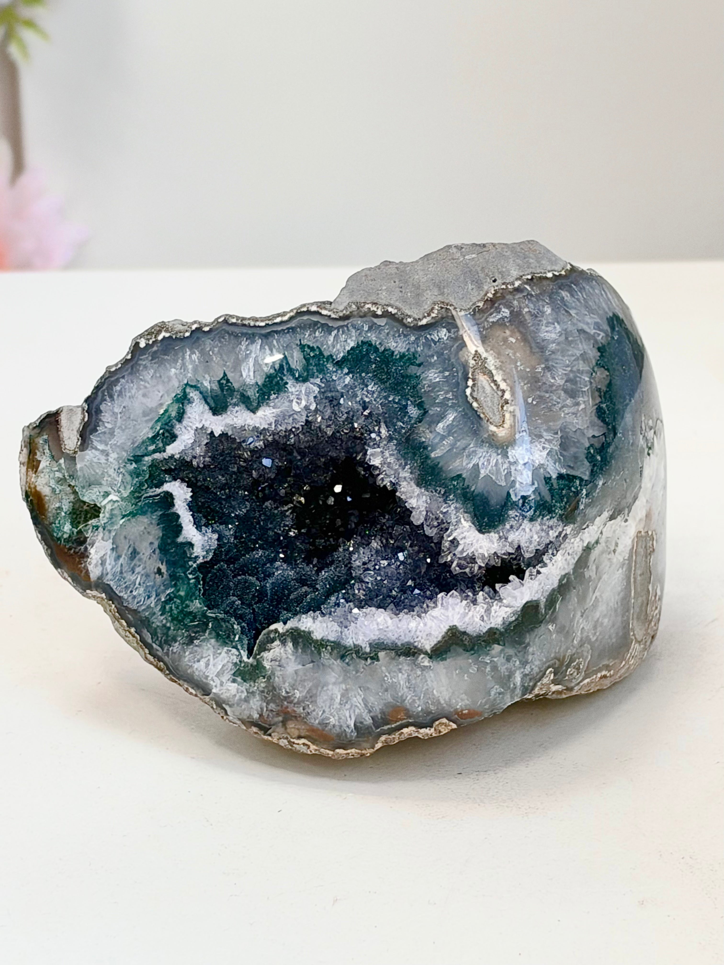 Uruguayan Rainbow Sugar Amethyst Geode, 641 g