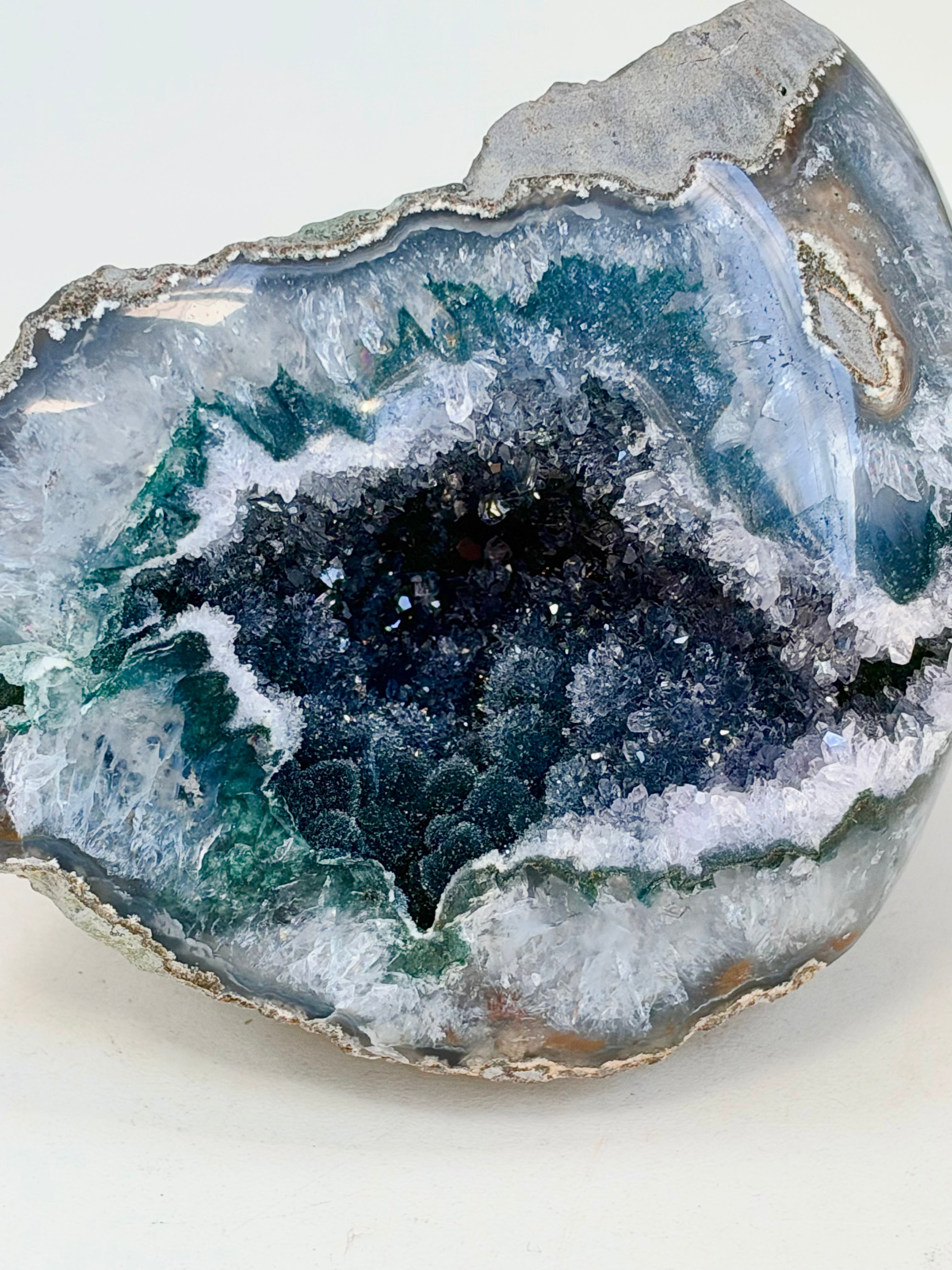 Uruguayan Rainbow Sugar Amethyst Geode, 641 g