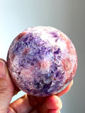 Pink Amethyst Sphere with Purple Flower Patterns, 61 mm