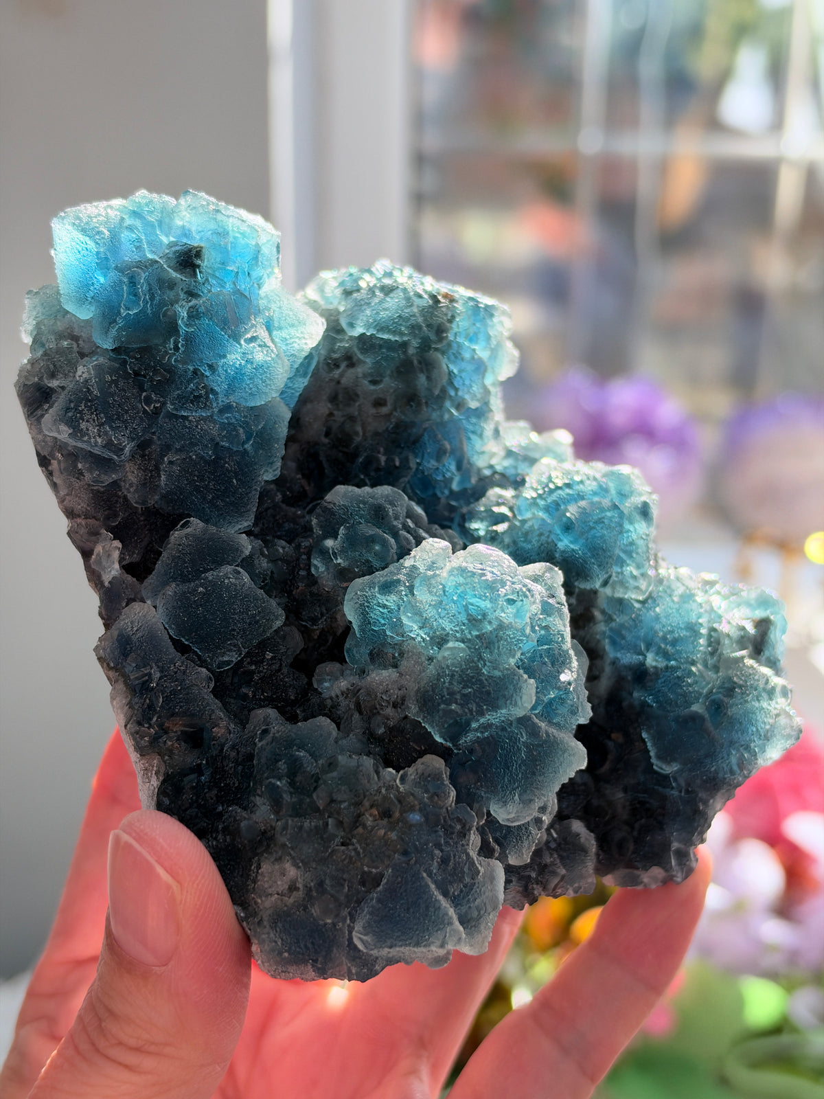 Huanggangliang Teal-Blue Fluorite Cluster, 642 g