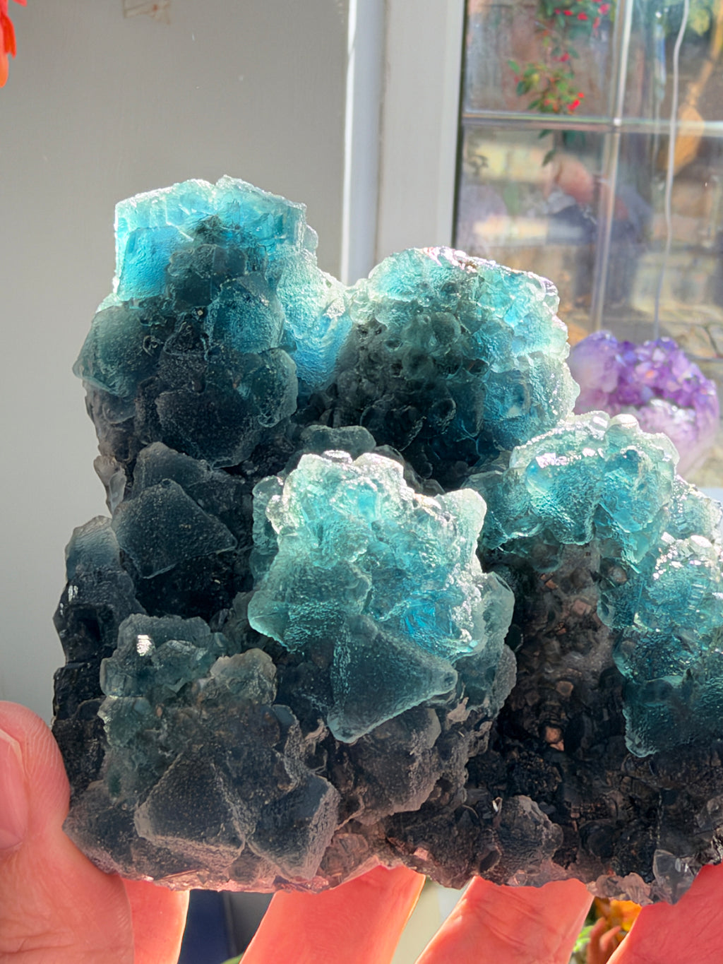 Huanggangliang Teal-Blue Fluorite Cluster, 642 g