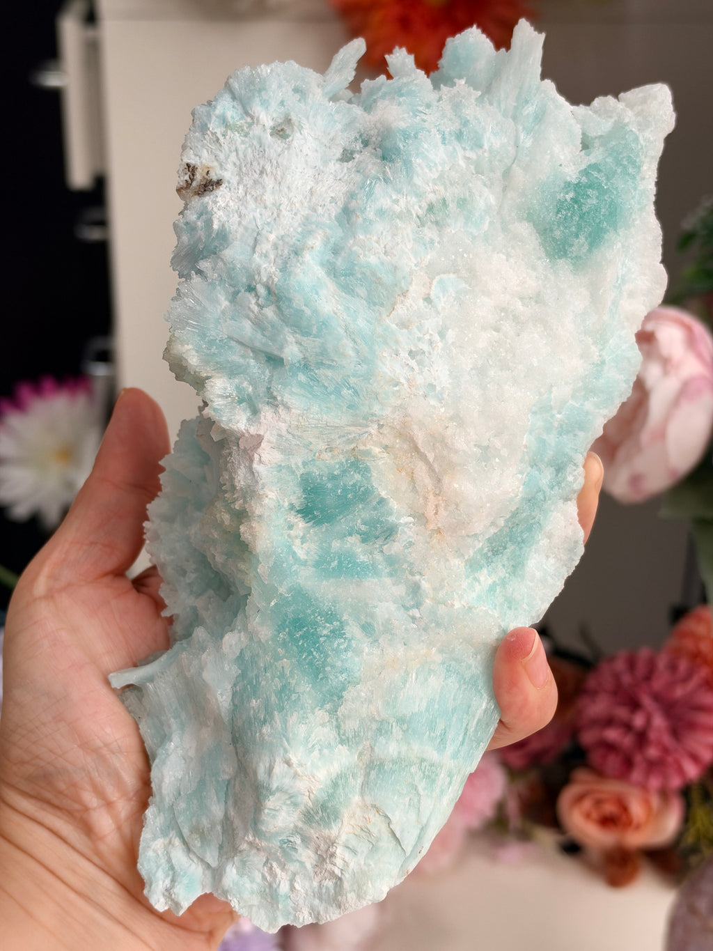 Rare Blue Aragonite Mineral Specimen: Needle Crystals, Wenshan China