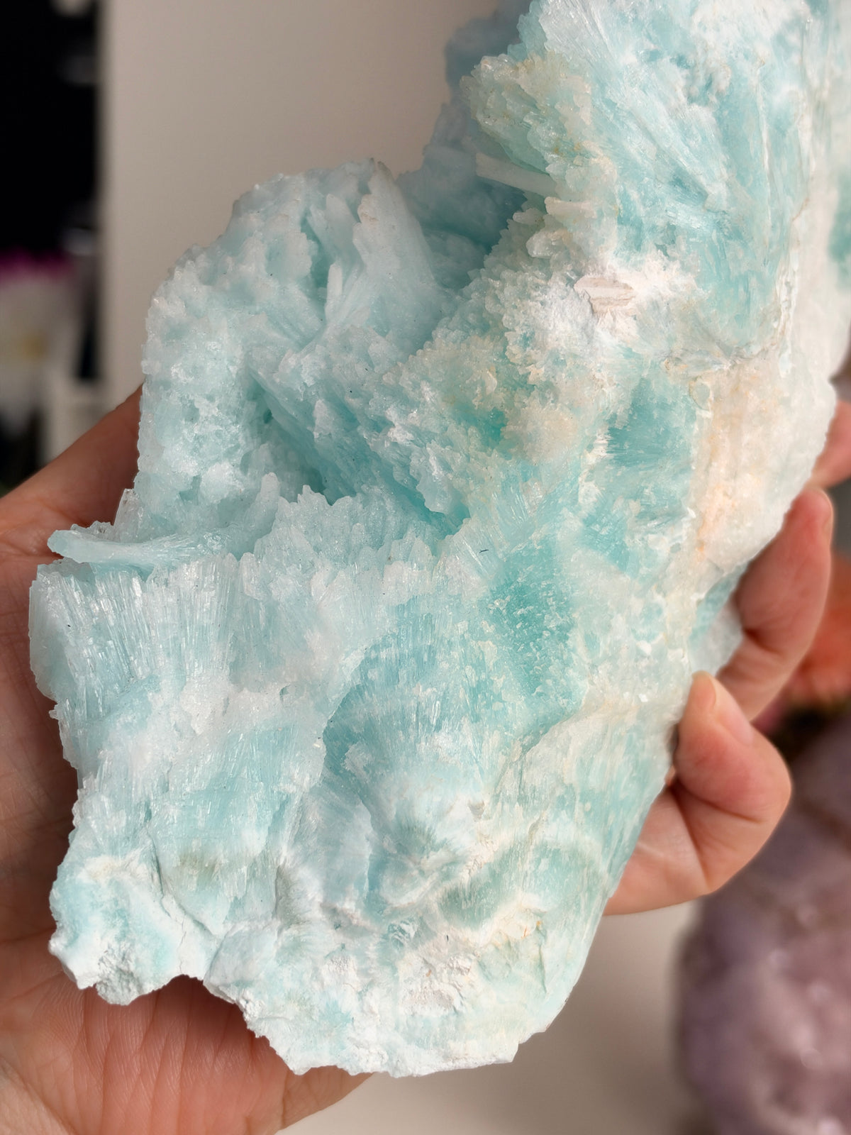 Rare Blue Aragonite Mineral Specimen: Needle Crystals, Wenshan China