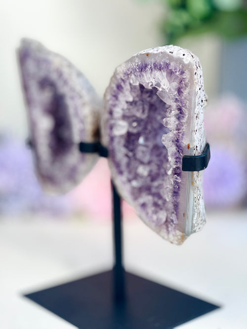Amethyst Geode Wings on Custom Stand 3