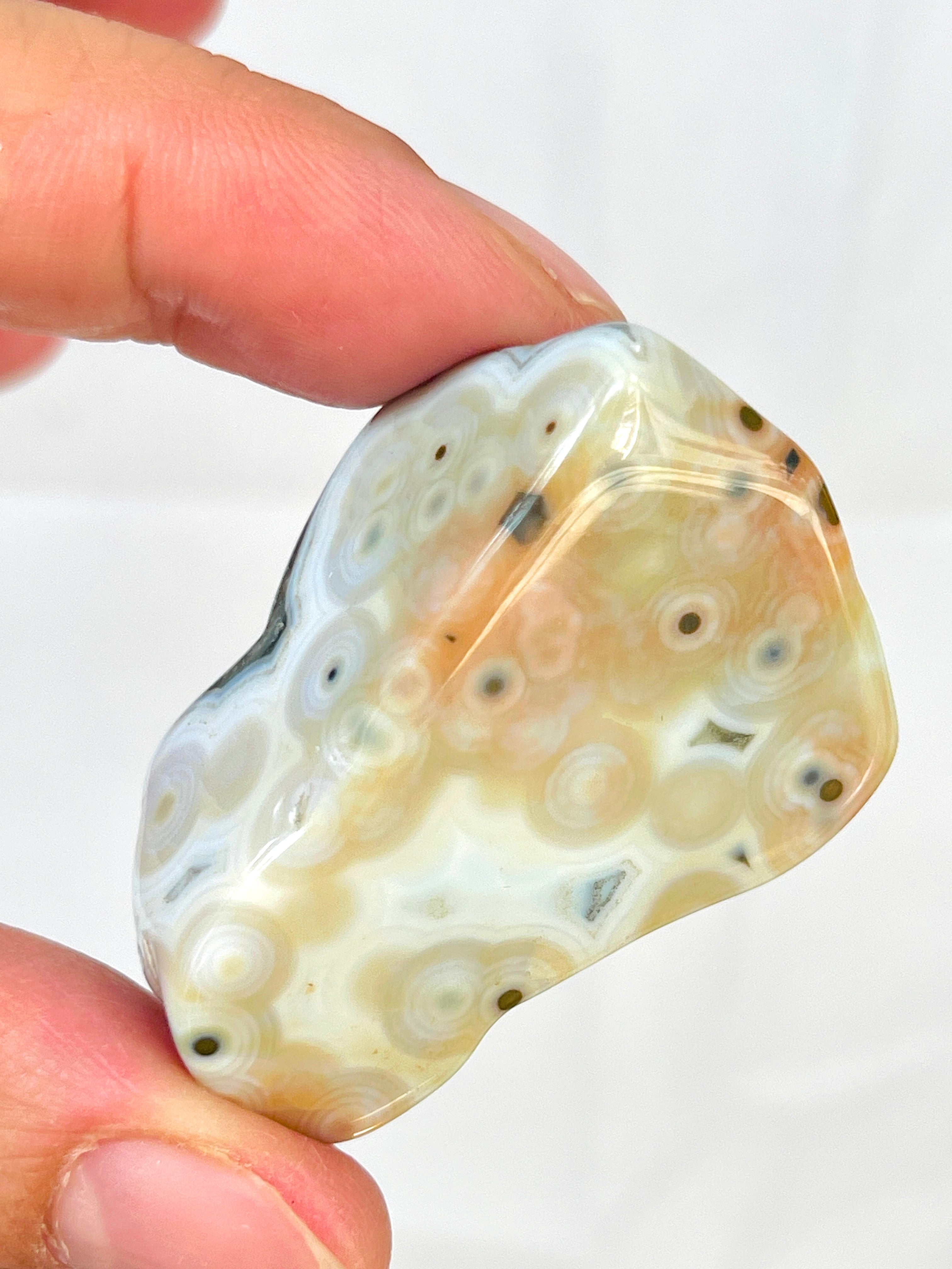 8th Vein Ocean Jasper – Very Rare Old Stock V8 Ocean Jasper, Collectible Orbicular Jasper, Unique Polished Stone, Healing Crystal -12