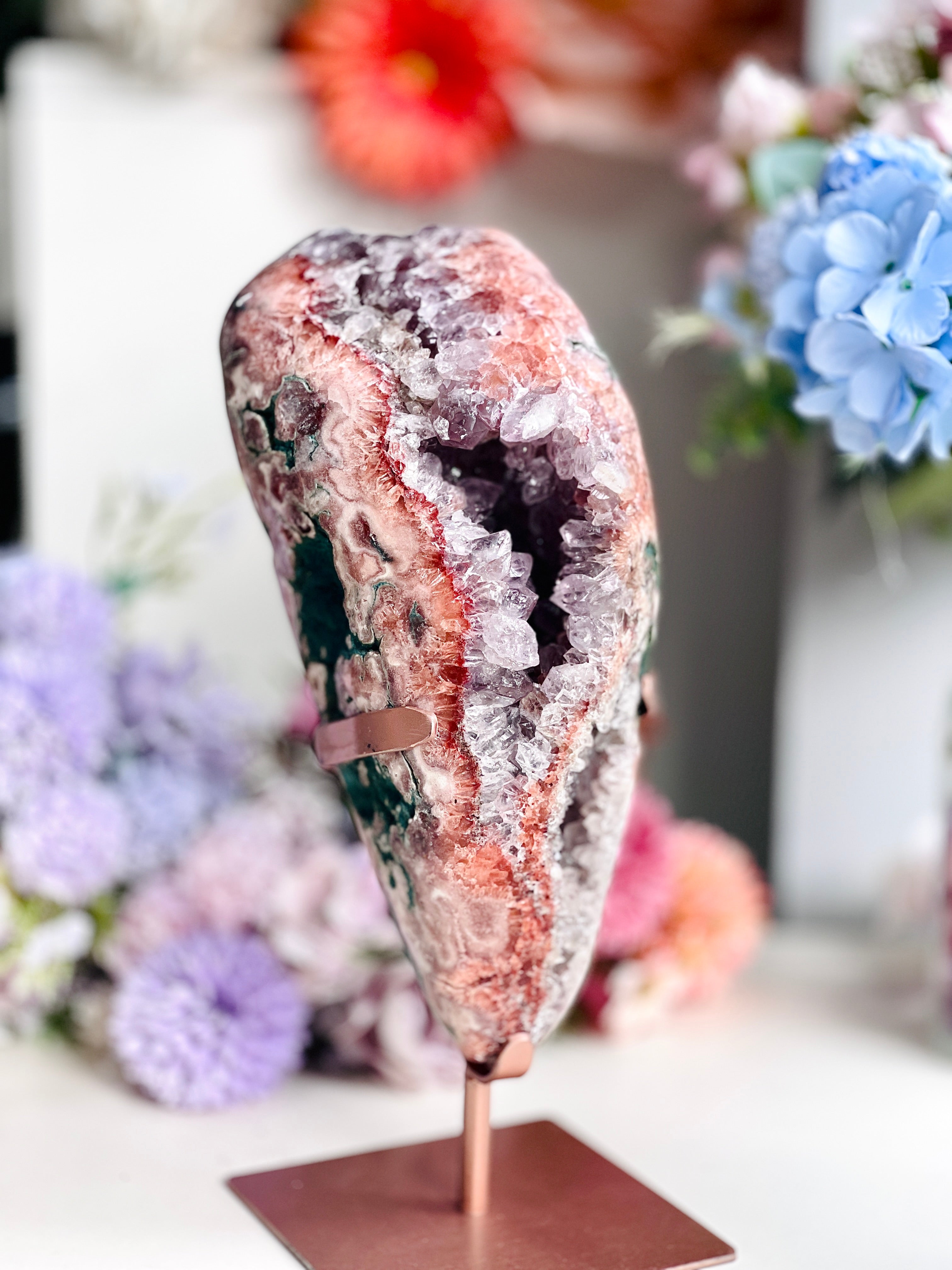 Natural Pink Amethyst Geode Freeform – "The May Bloom" | 4.1kg | Brazil