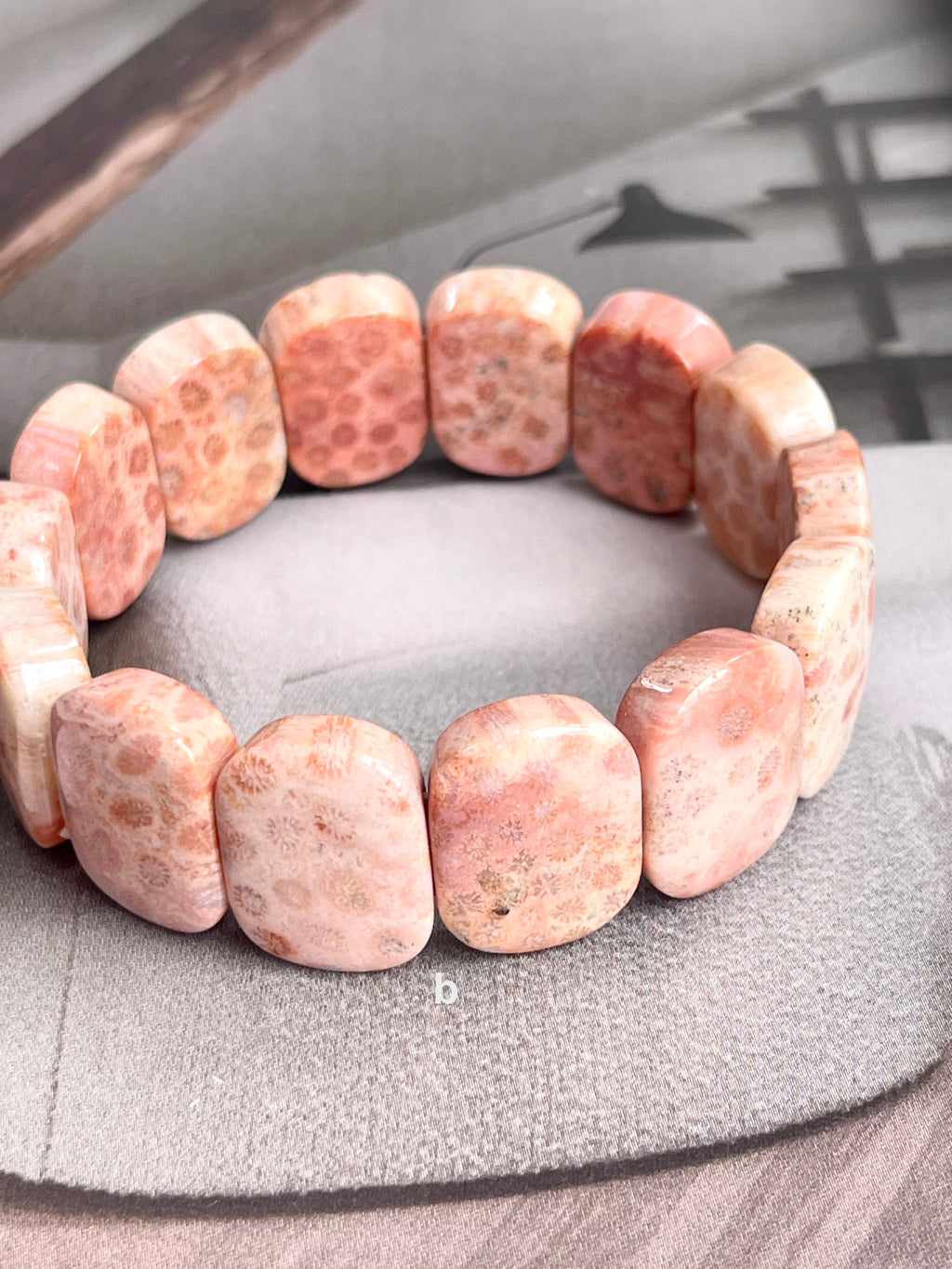 Pink Fossil Coral Agate Bracelet – Breathtaking Fossilized Coral Agate Jewelry, Choose Your One