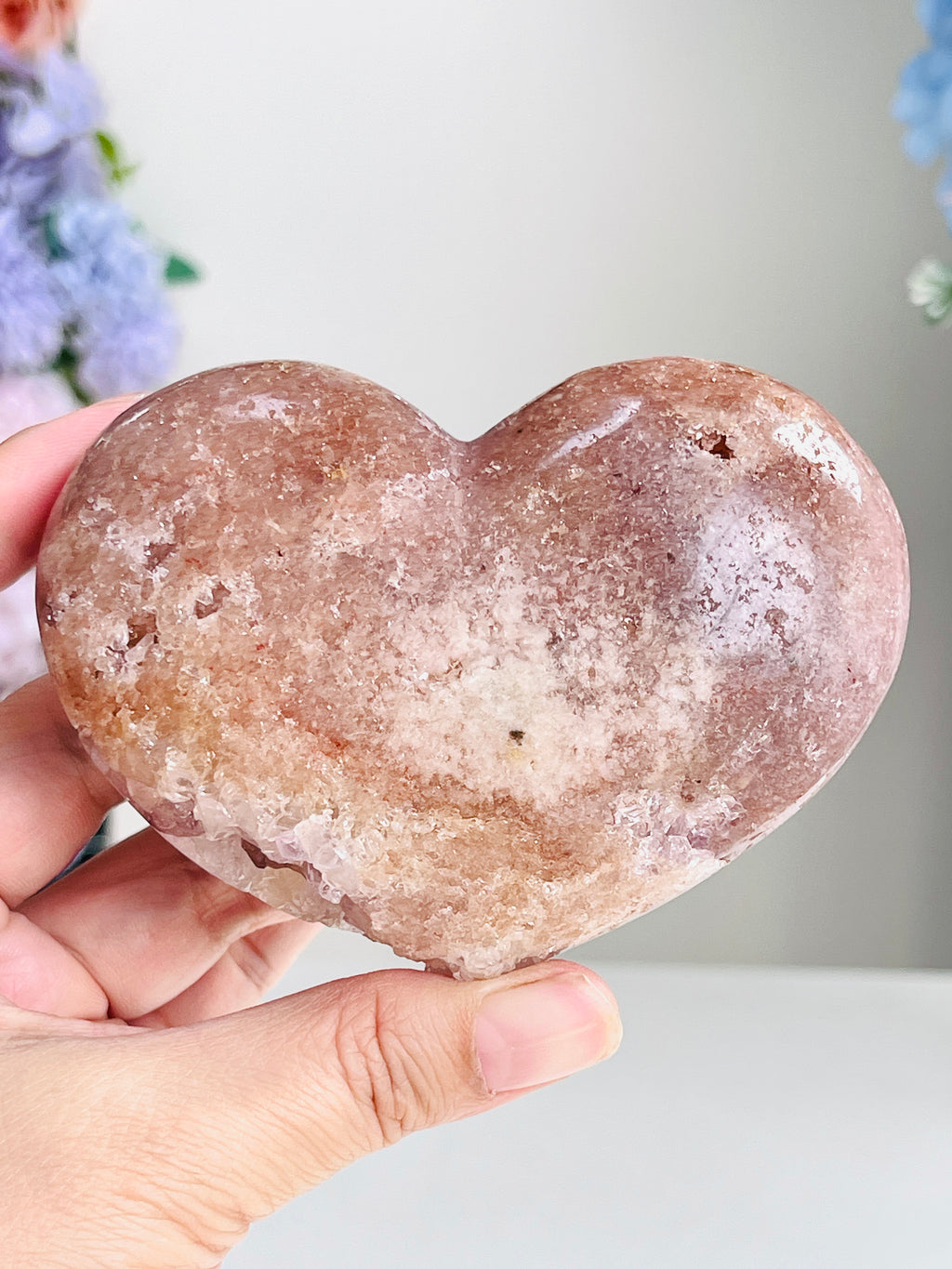 Pink Amethyst Druzy Heart – Natural Healing Crystal, Pink Amethyst Heart for Gift, Meditation, Home Decor B104