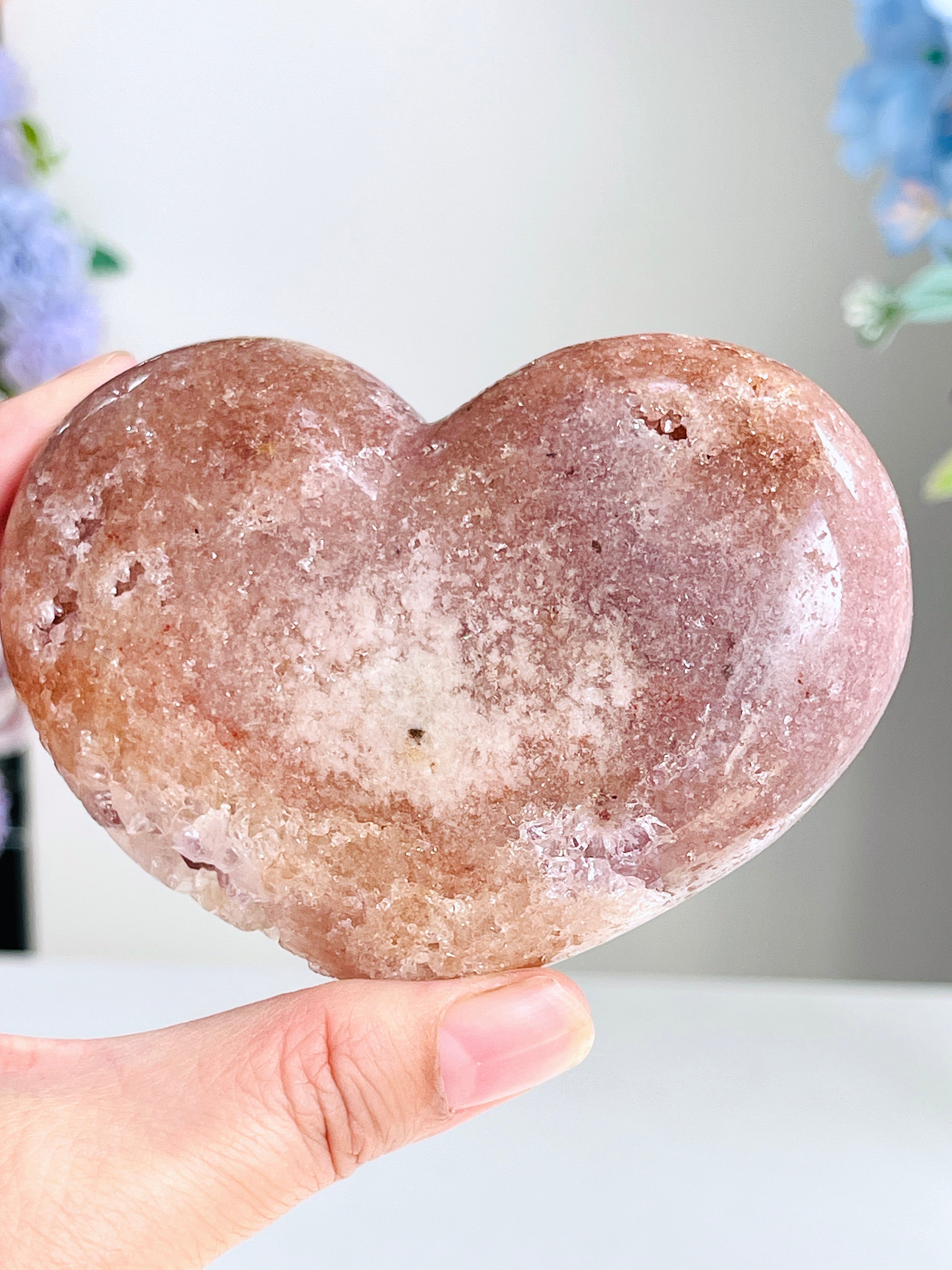 Pink Amethyst Druzy Heart – Natural Healing Crystal, Pink Amethyst Heart for Gift, Meditation, Home Decor B104