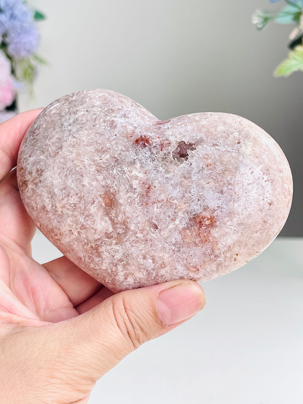 Pink Amethyst Druzy Heart – Natural Healing Crystal, Pink Amethyst Heart for Gift, Meditation, Home Decor B109