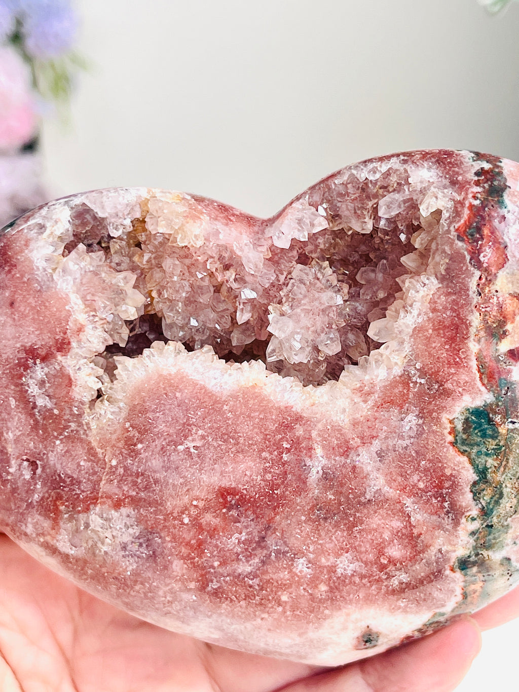 Pink Amethyst Druzy Heart – Natural Healing Crystal, Pink Amethyst Heart for Gift, Meditation, Home Decor B102