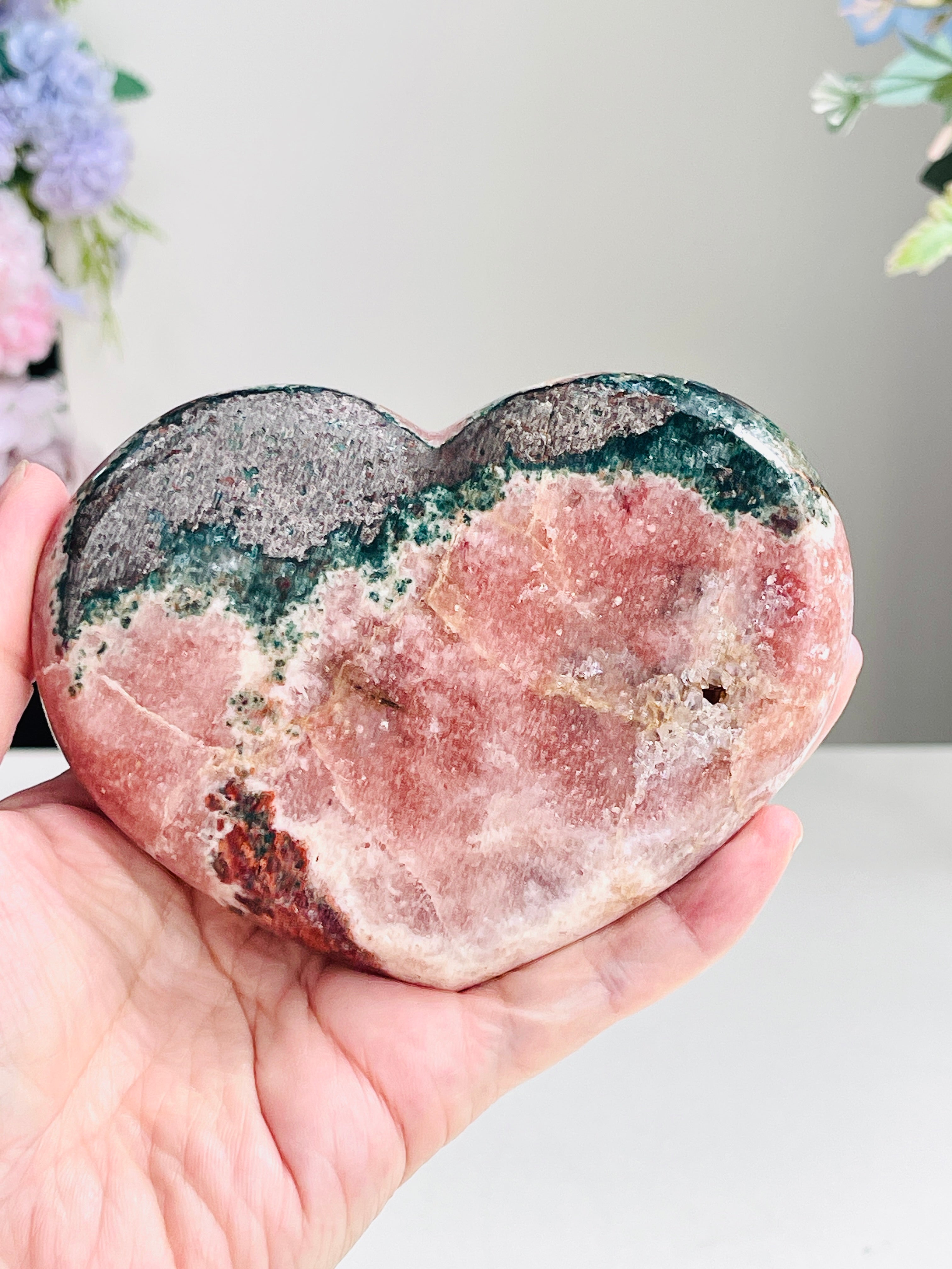 Pink Amethyst Druzy Heart – Natural Healing Crystal, Pink Amethyst Heart for Gift, Meditation, Home Decor B102