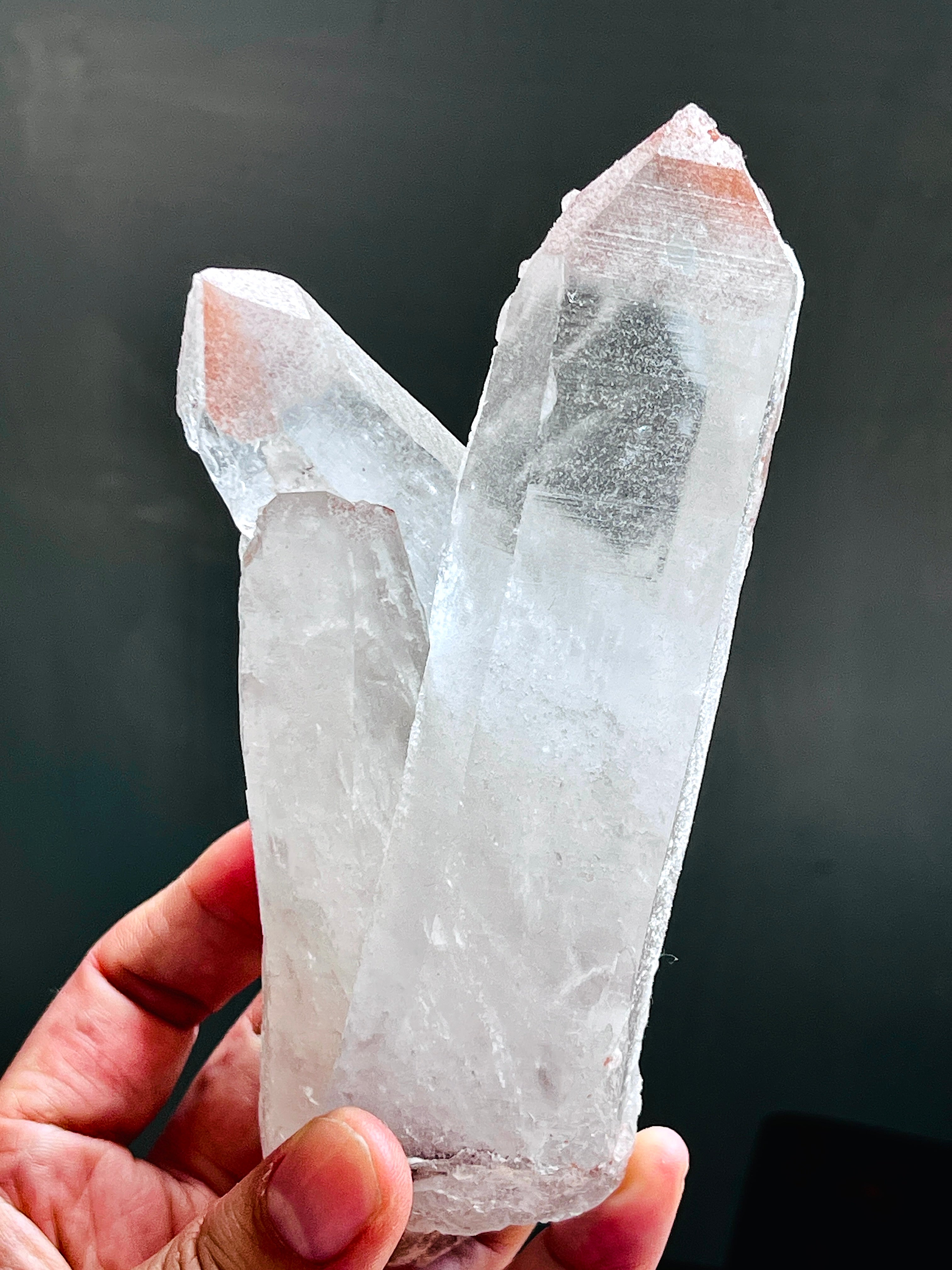 Lemurian Quartz Cluster with Pink Lithium | 448g Rare Statement Crystal