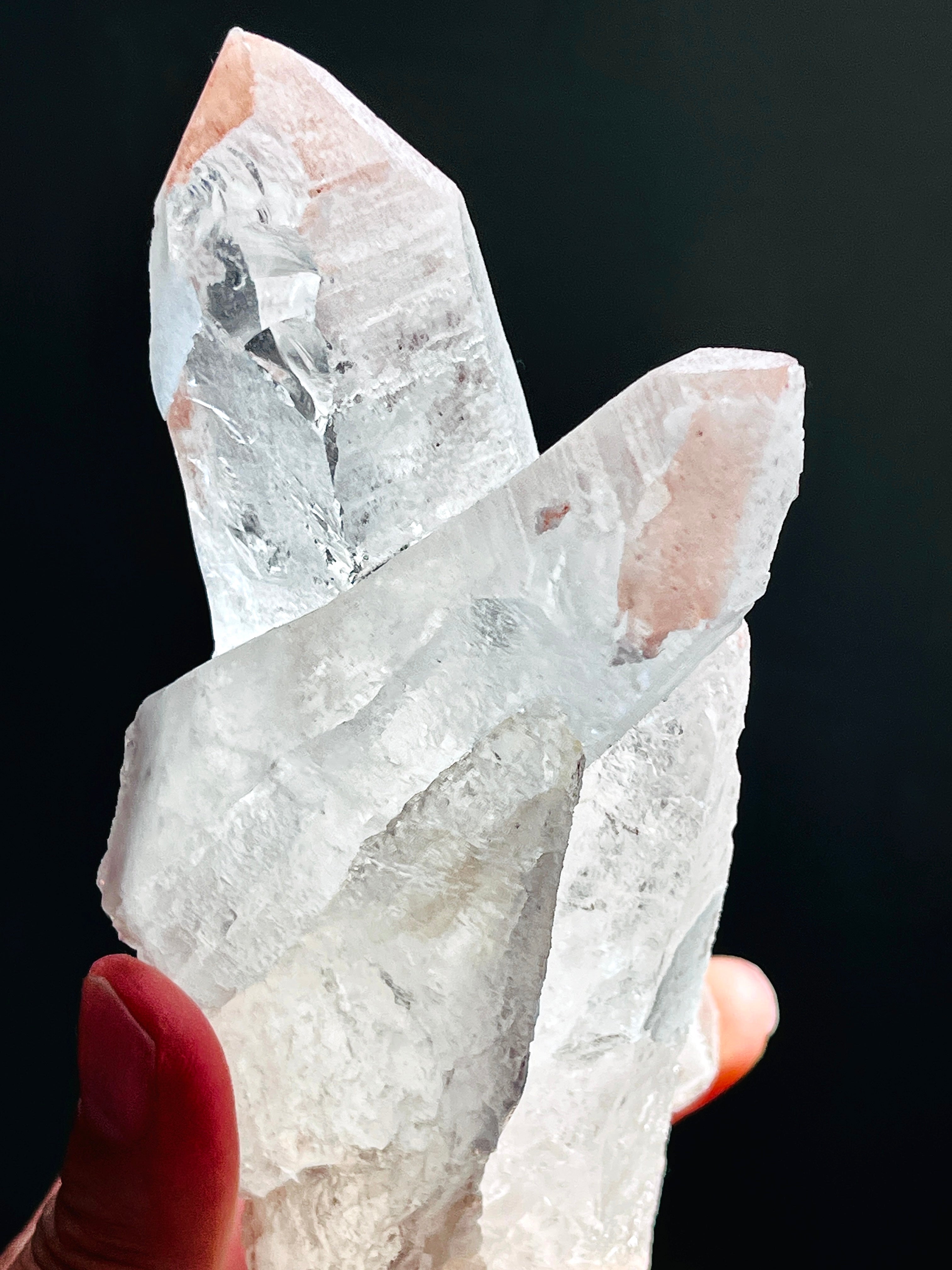 Lemurian Quartz Cluster with Pink Lithium | 448g Rare Statement Crystal