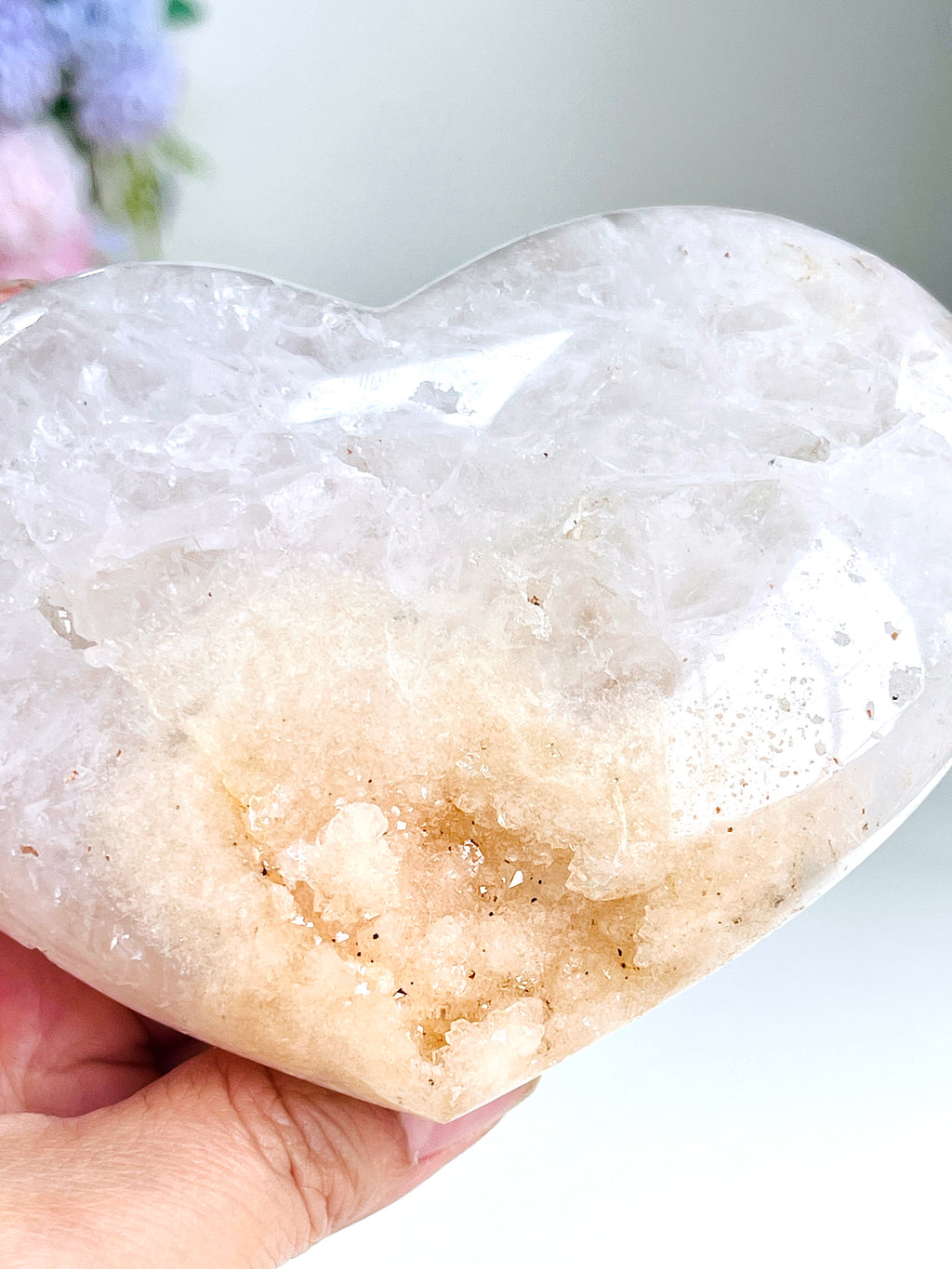 Pink Amethyst Druzy Heart – Natural Healing Crystal, Pink Amethyst Heart for Gift, Meditation, Home Decor B103