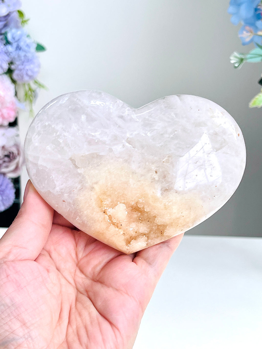 Pink Amethyst Druzy Heart – Natural Healing Crystal, Pink Amethyst Heart for Gift, Meditation, Home Decor B103