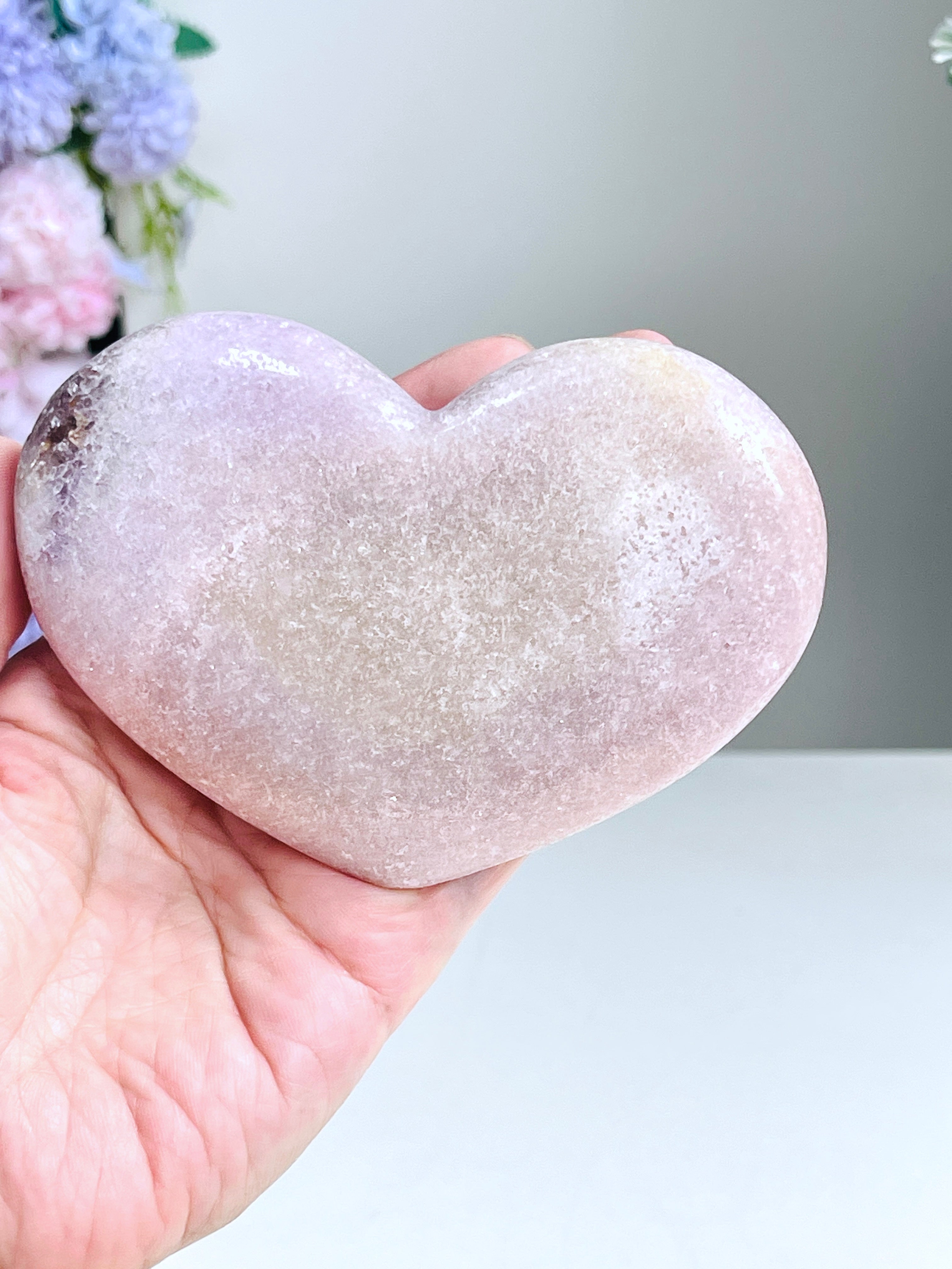 Pink Amethyst Druzy Heart – Natural Healing Crystal, Pink Amethyst Heart for Gift, Meditation, Home Decor B106