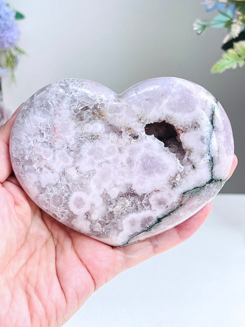 Pink Amethyst Druzy Heart – Natural Healing Crystal, Pink Amethyst Heart for Gift, Meditation, Home Decor B108