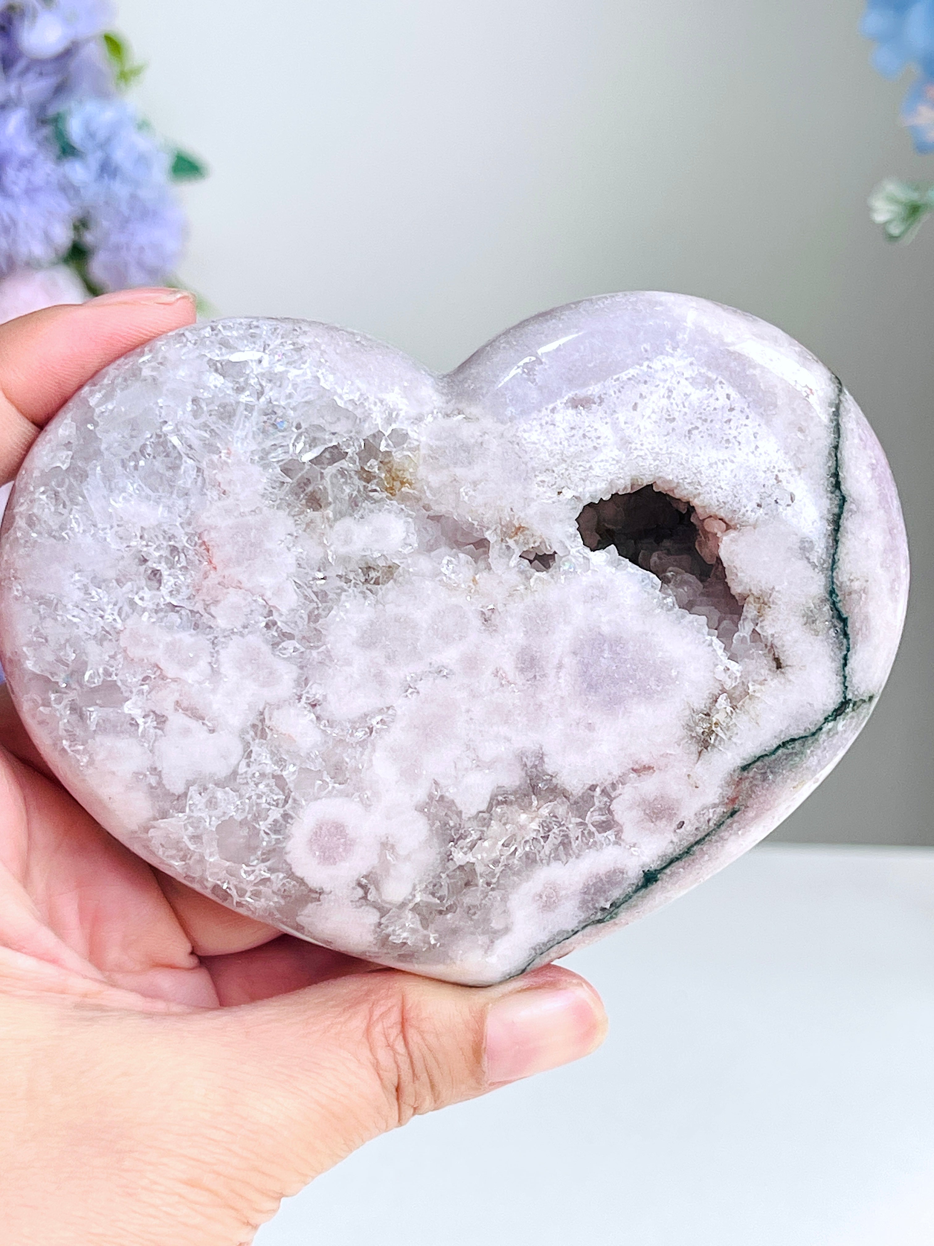 Pink Amethyst Druzy Heart – Natural Healing Crystal, Pink Amethyst Heart for Gift, Meditation, Home Decor B108