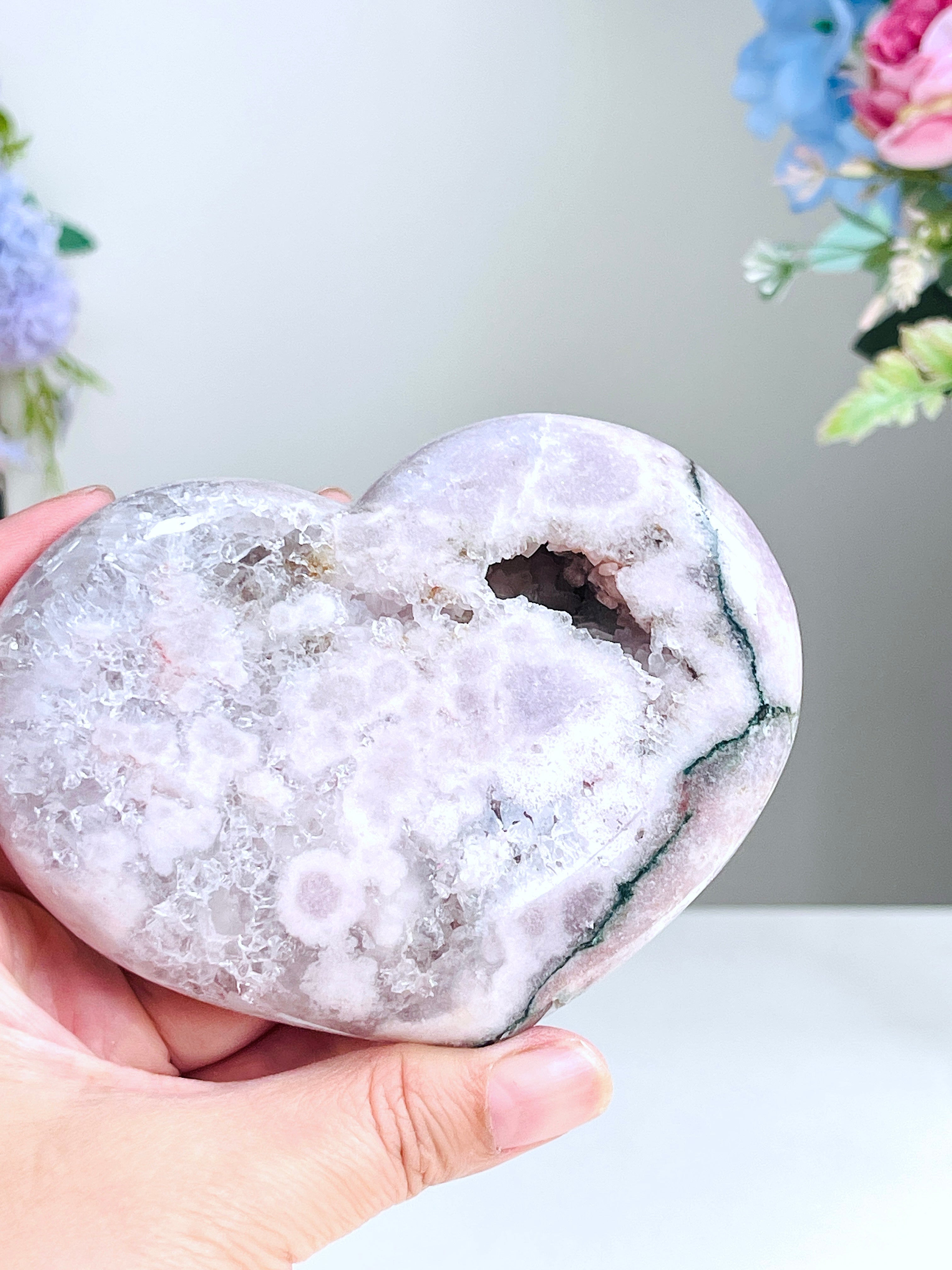 Pink Amethyst Druzy Heart – Natural Healing Crystal, Pink Amethyst Heart for Gift, Meditation, Home Decor B108